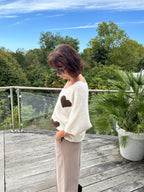 Pull Cœur Écru et Choco