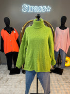 Pull Col Roulé Zora Vert Grande Taille