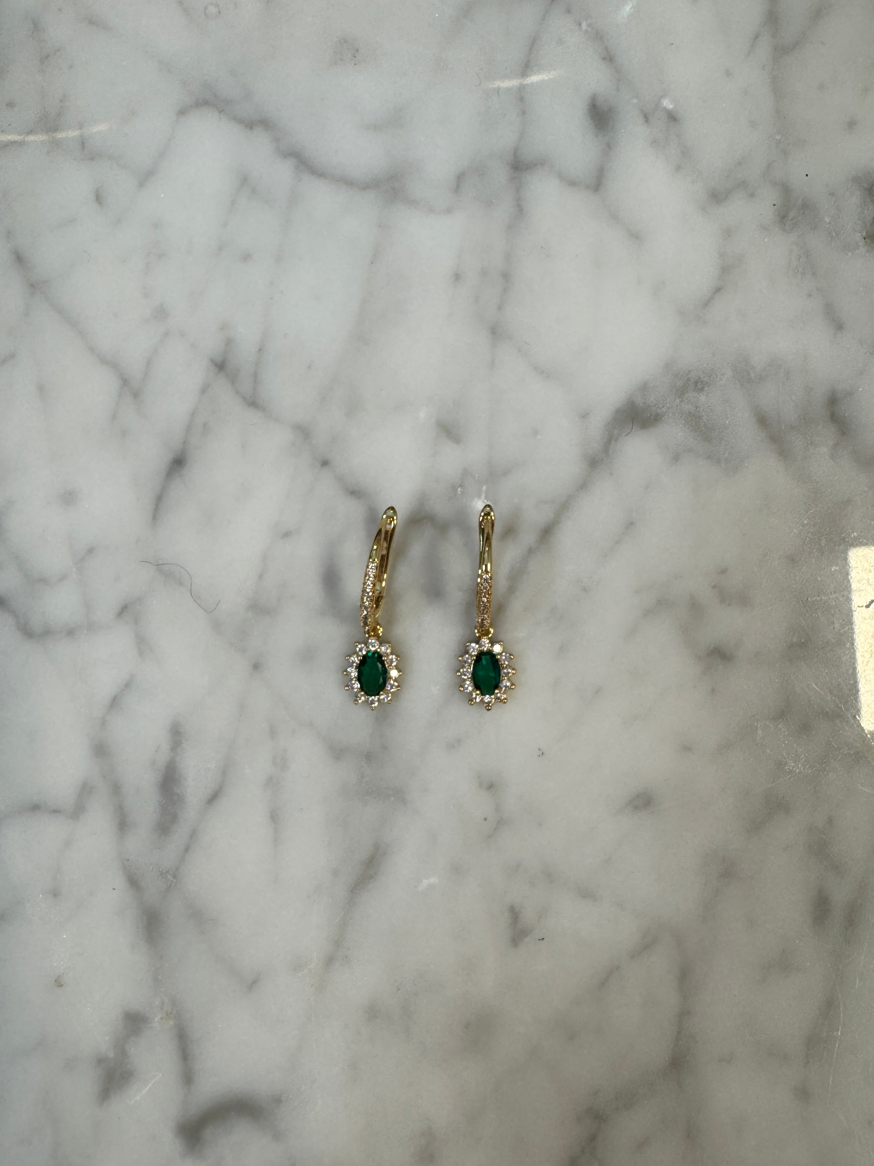 Boucles D’oreilles Ovale pampille Verte