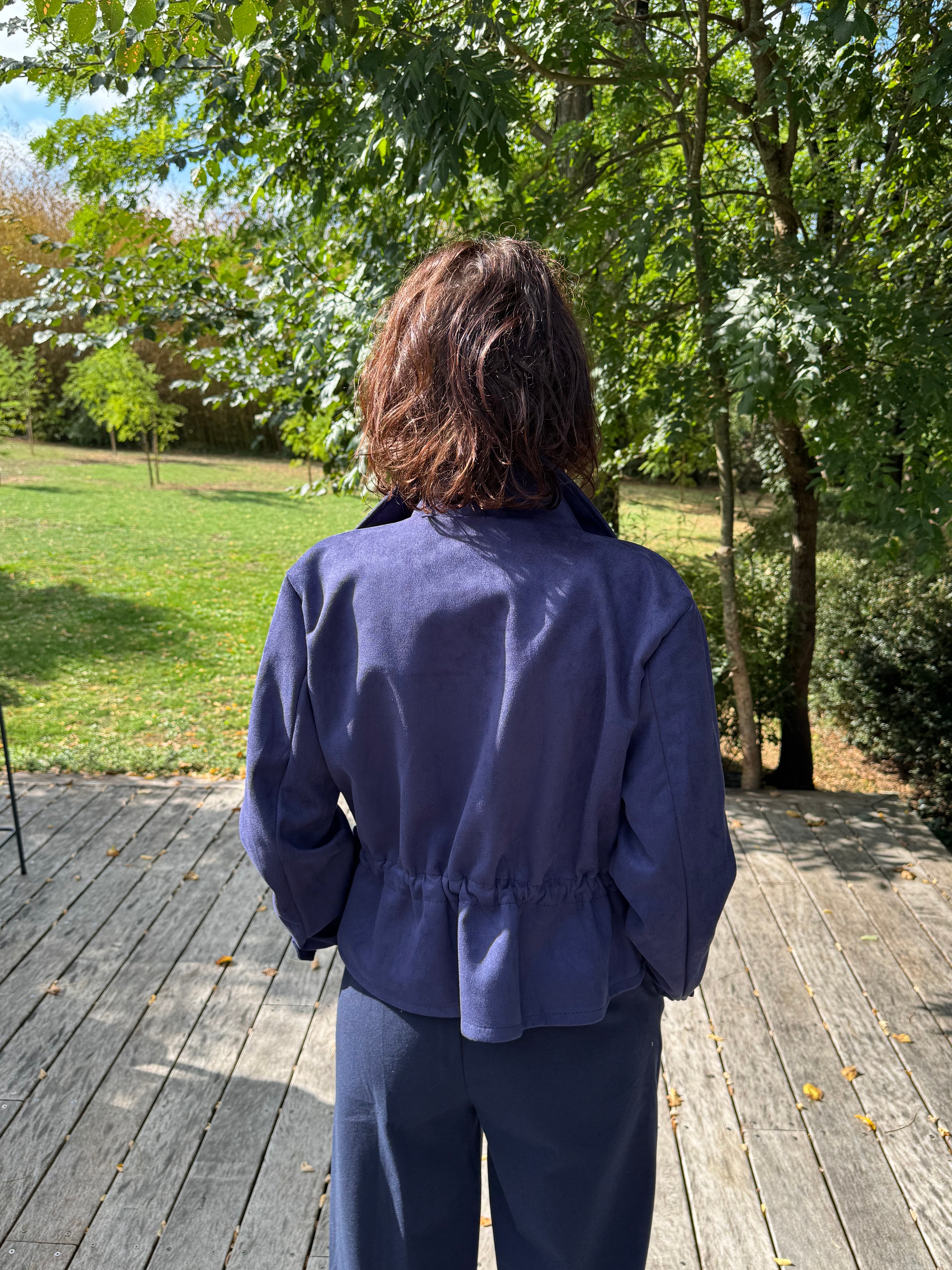 Blouson Suédine Bleu Marine