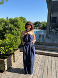 Pantalon Drapé Capri Bleu Marine