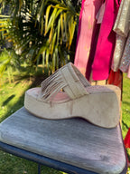 Sabot Mocassin Compensé Beige