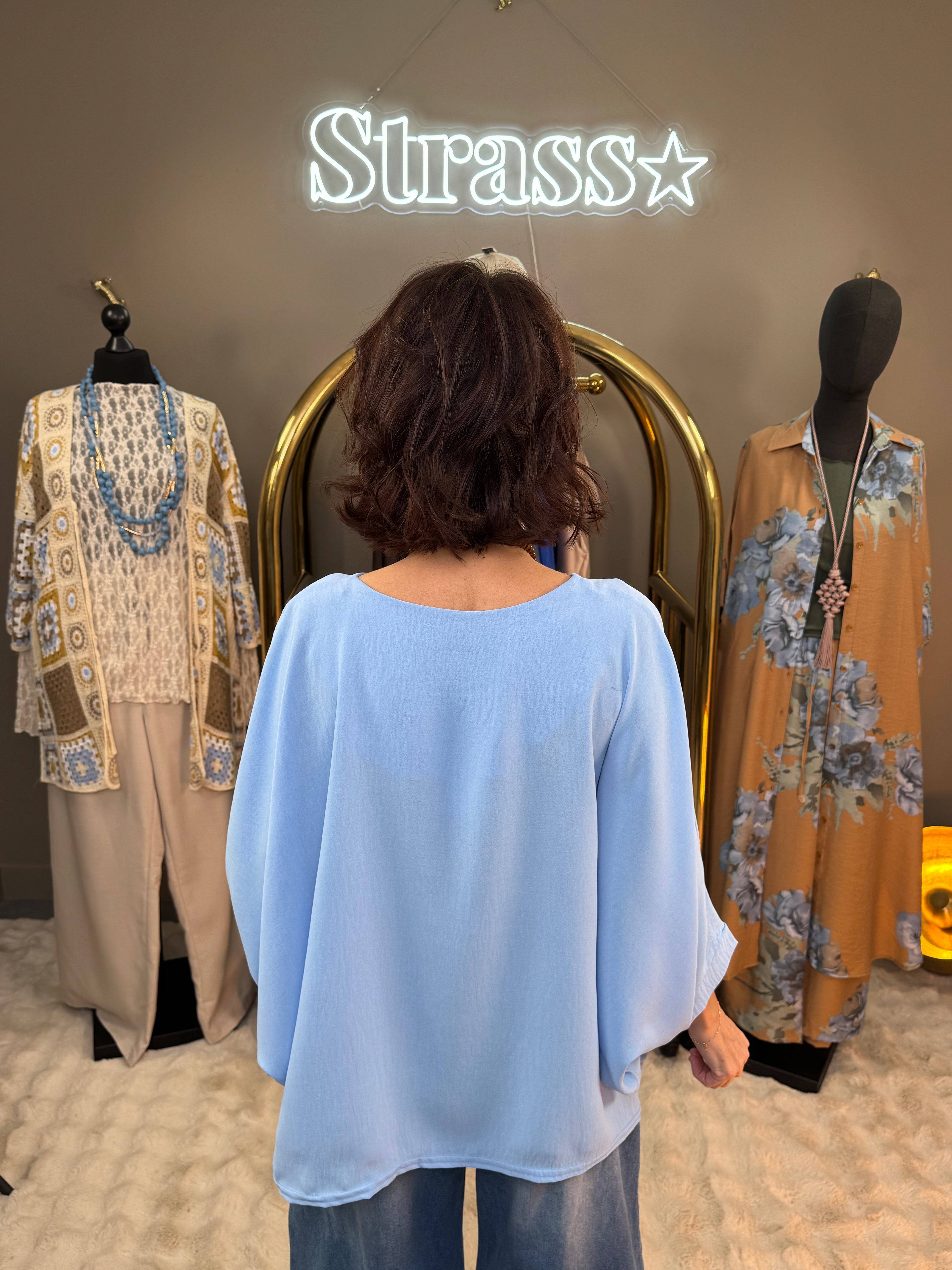 Blouse + Sautoir Leonie Bleu