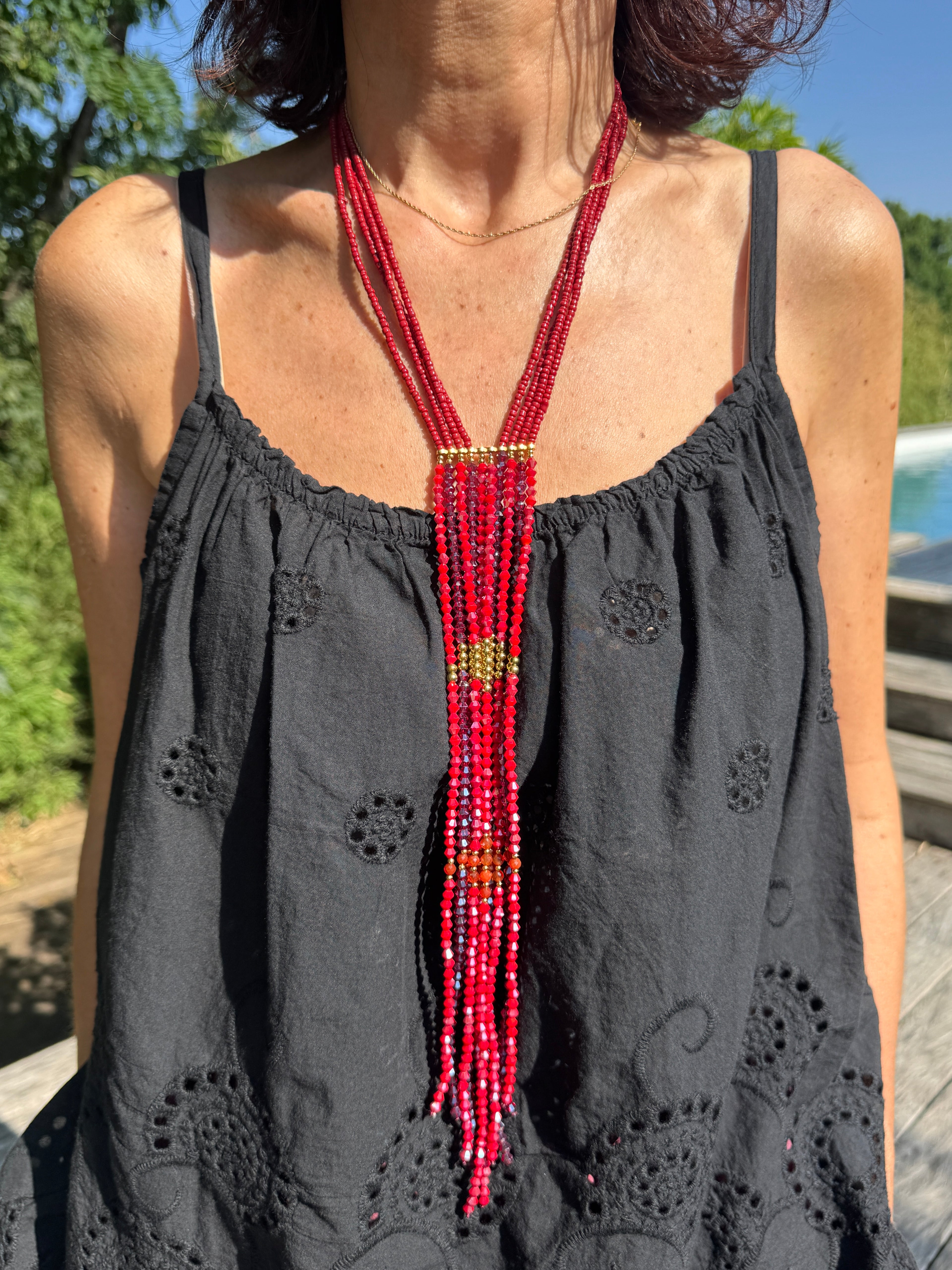 Collier Cravate Bordeaux