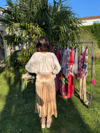 Jupe Satin Poche Camel