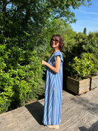 Combinaison V Rayures Bleues et Taupe