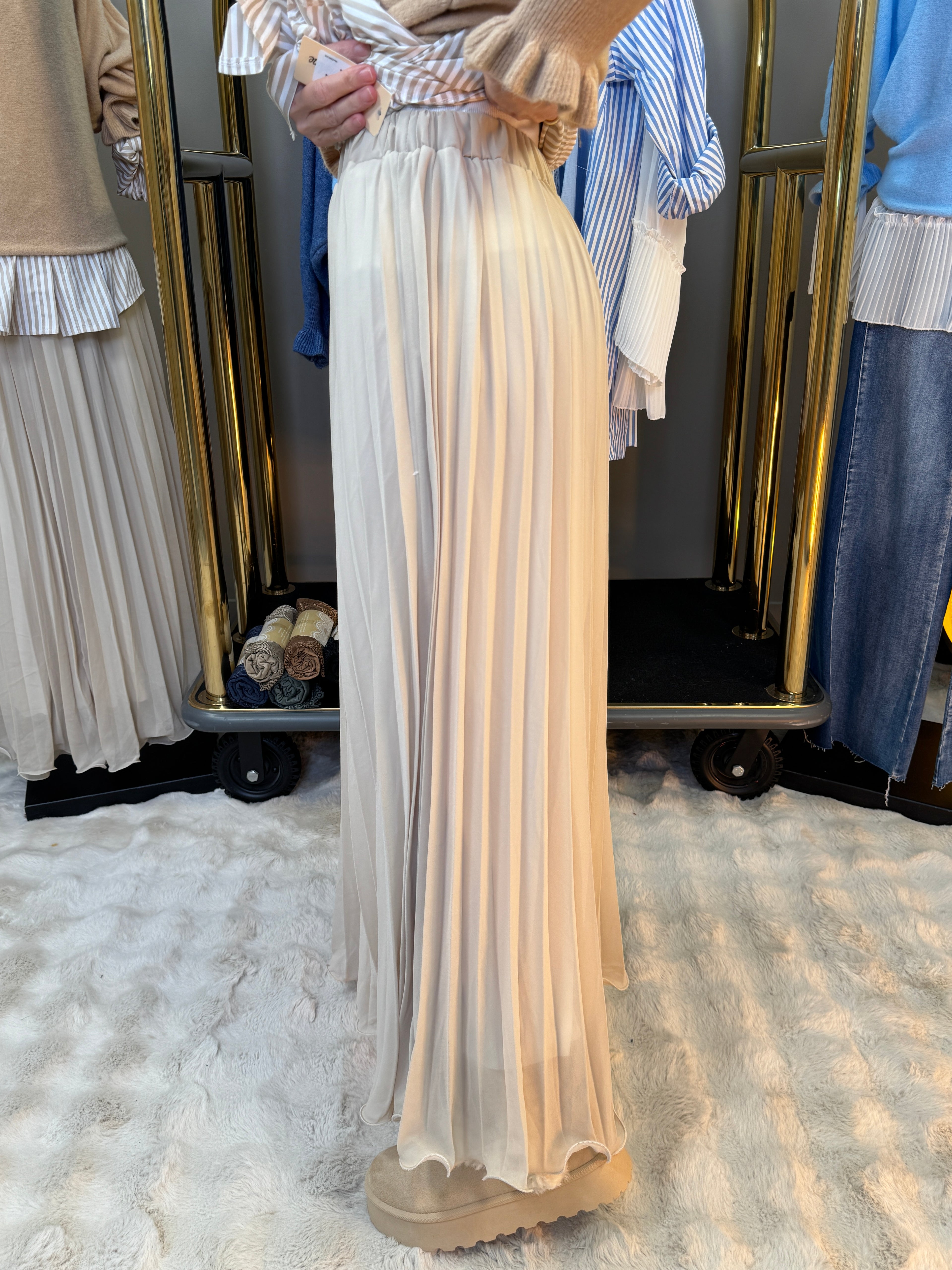 Jupe Plissée Beige