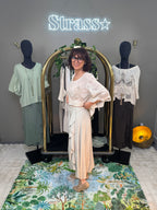 Jupe Lin Volant Beige