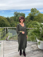 Robe Plissée Divina Kaki