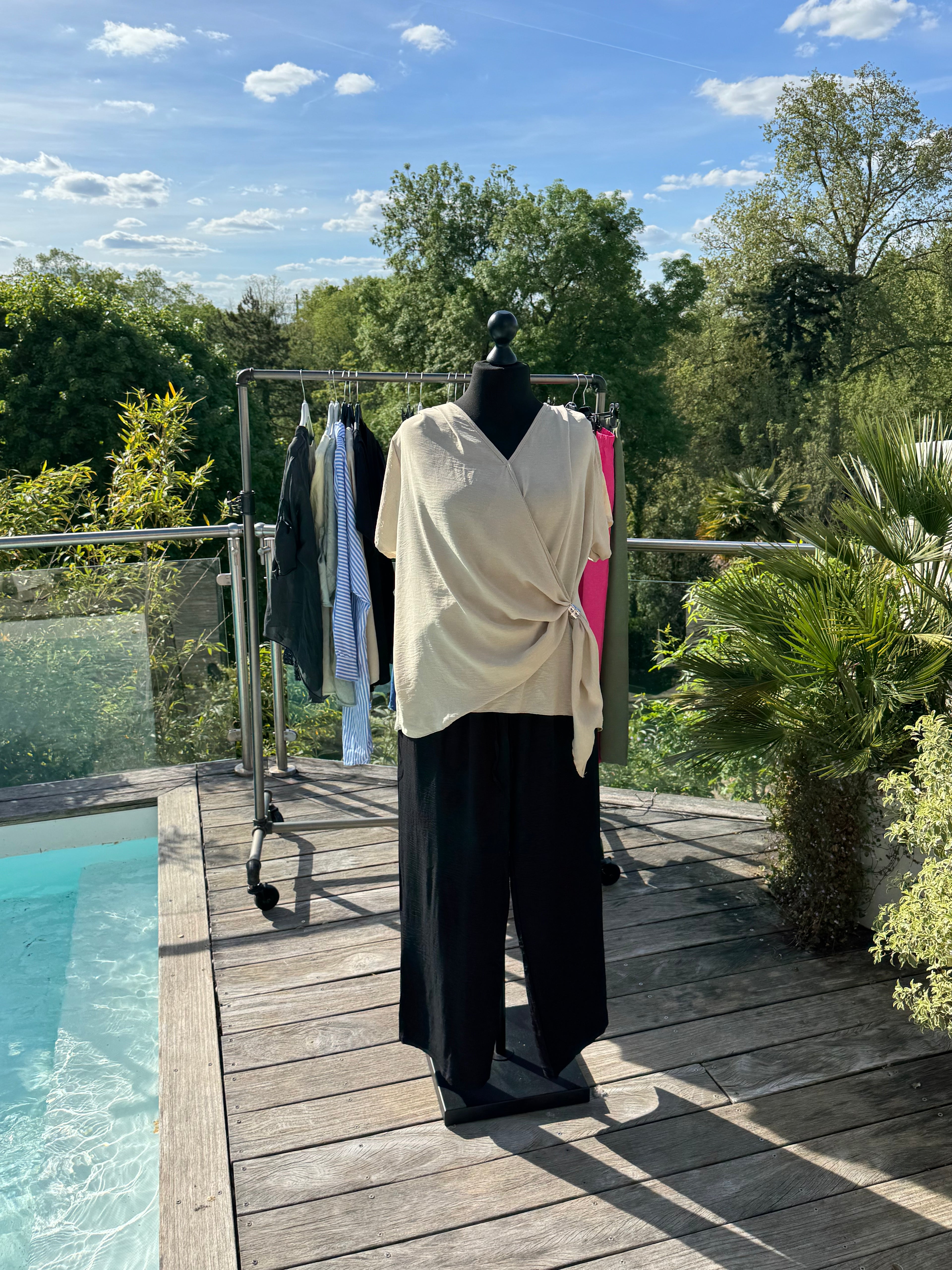 Blouse Drapée beige ￼