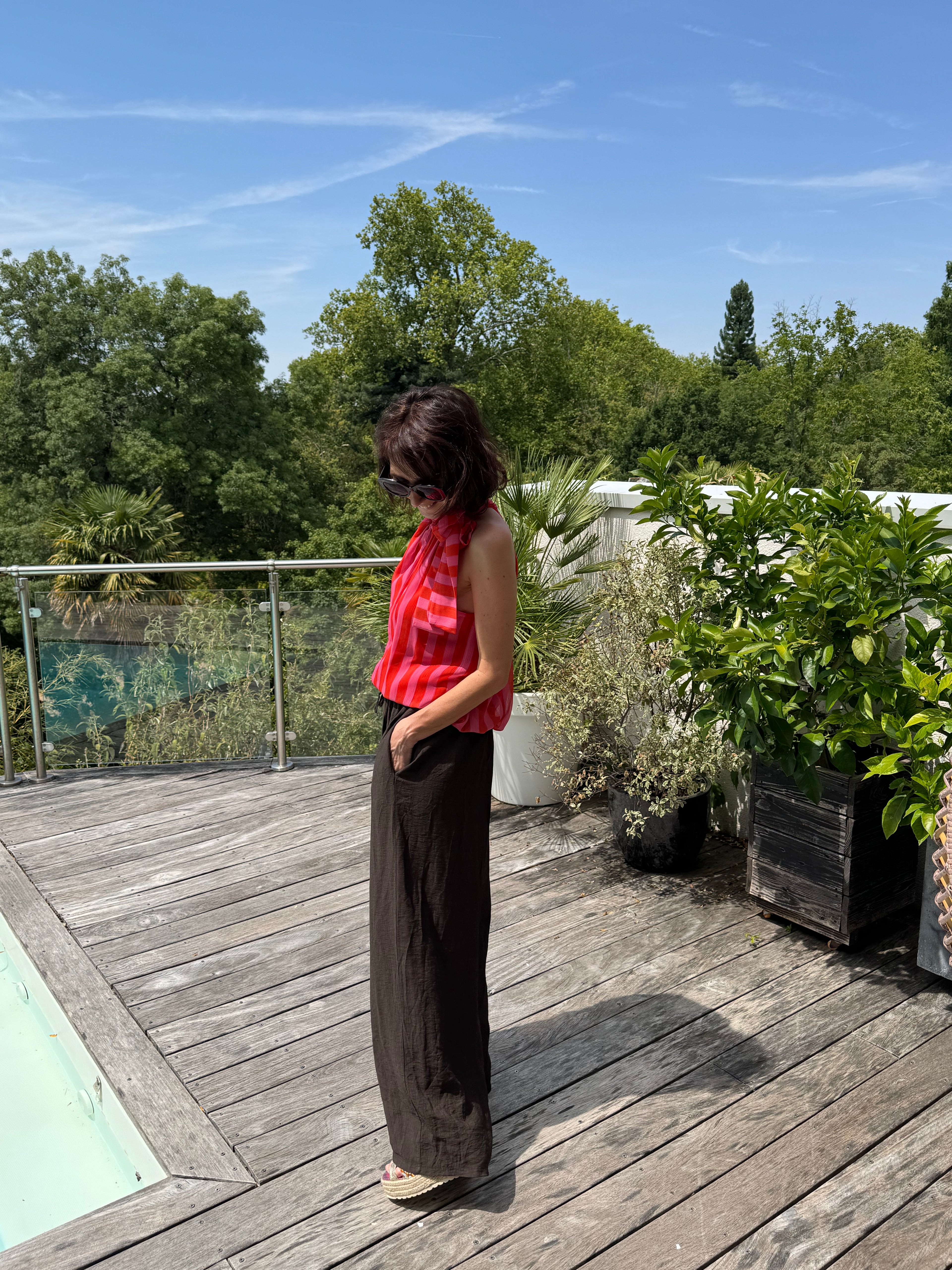 Pantalon Uni Viscose Choco