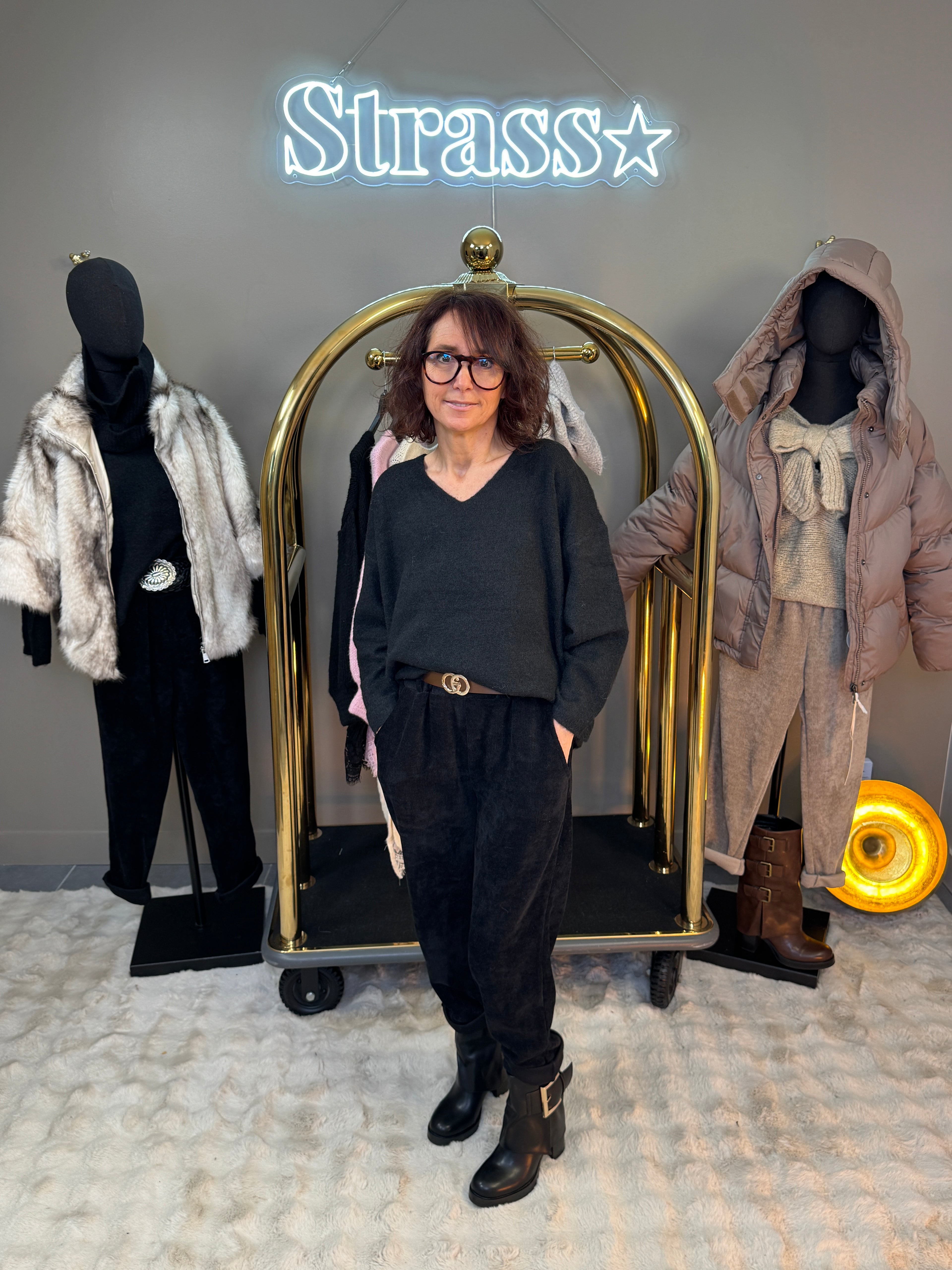 Pantalon Confort Velours Noir