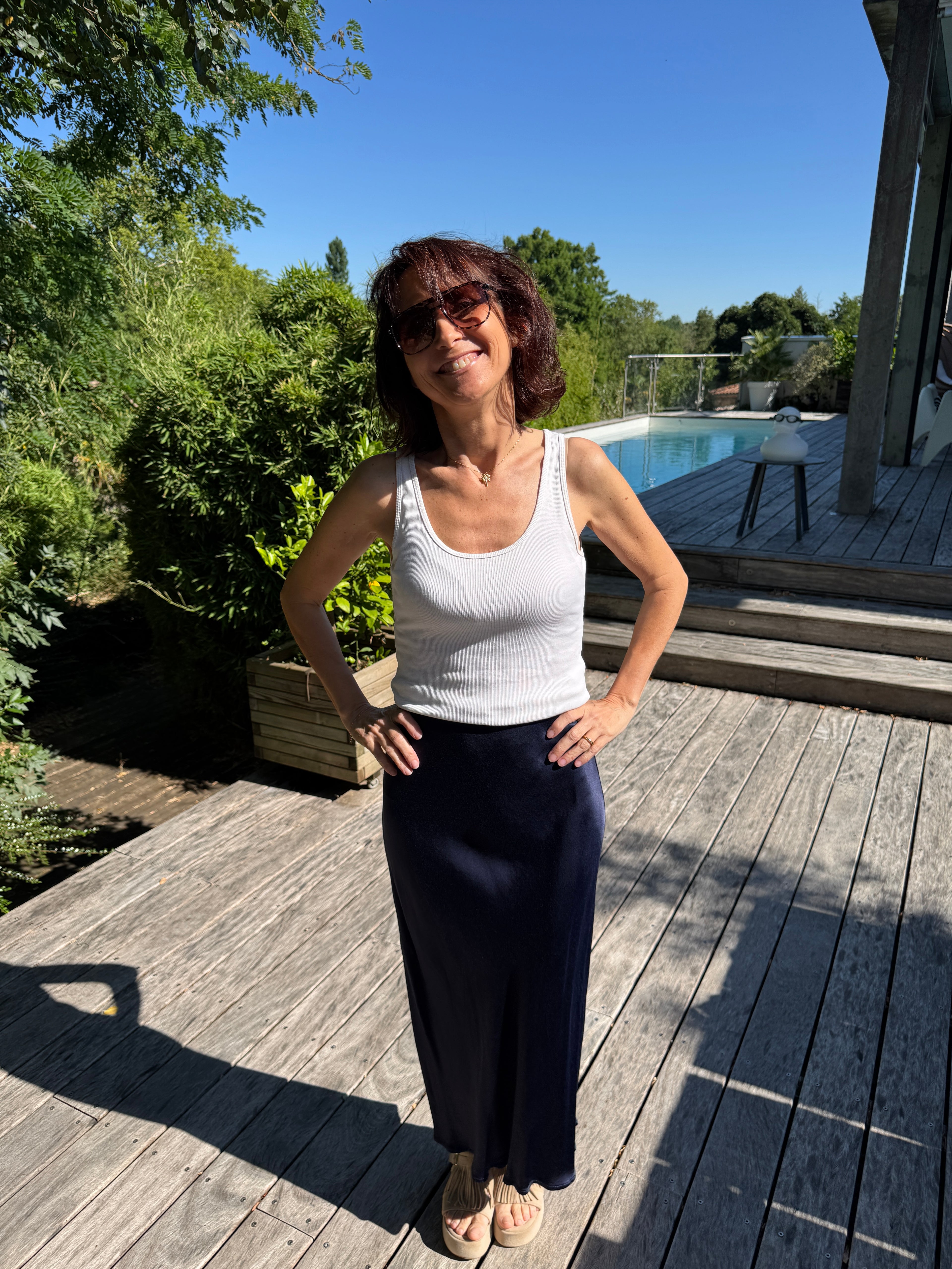 Jupe Satin Bleu marine