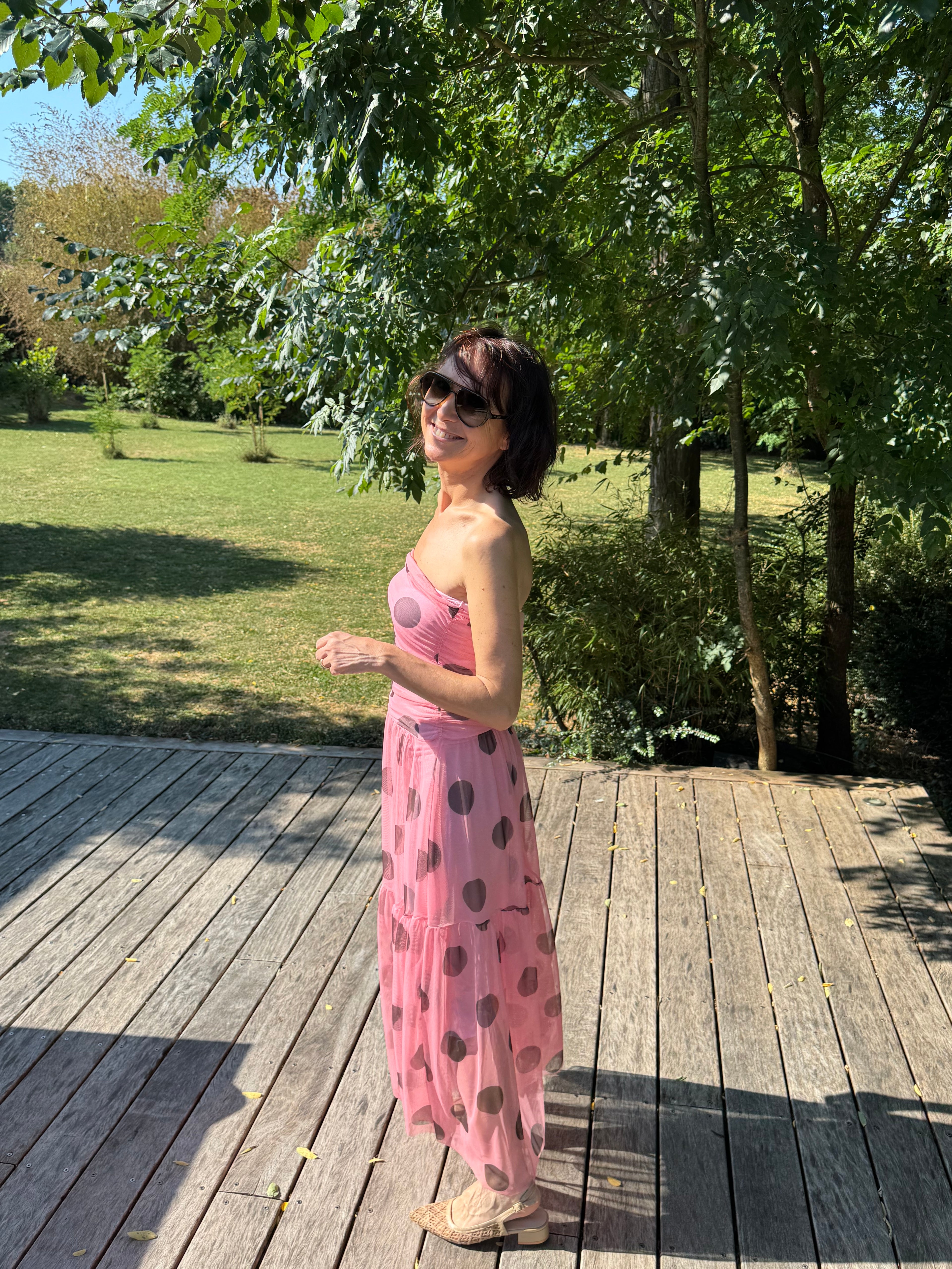 Robe Pois Tulle Rose