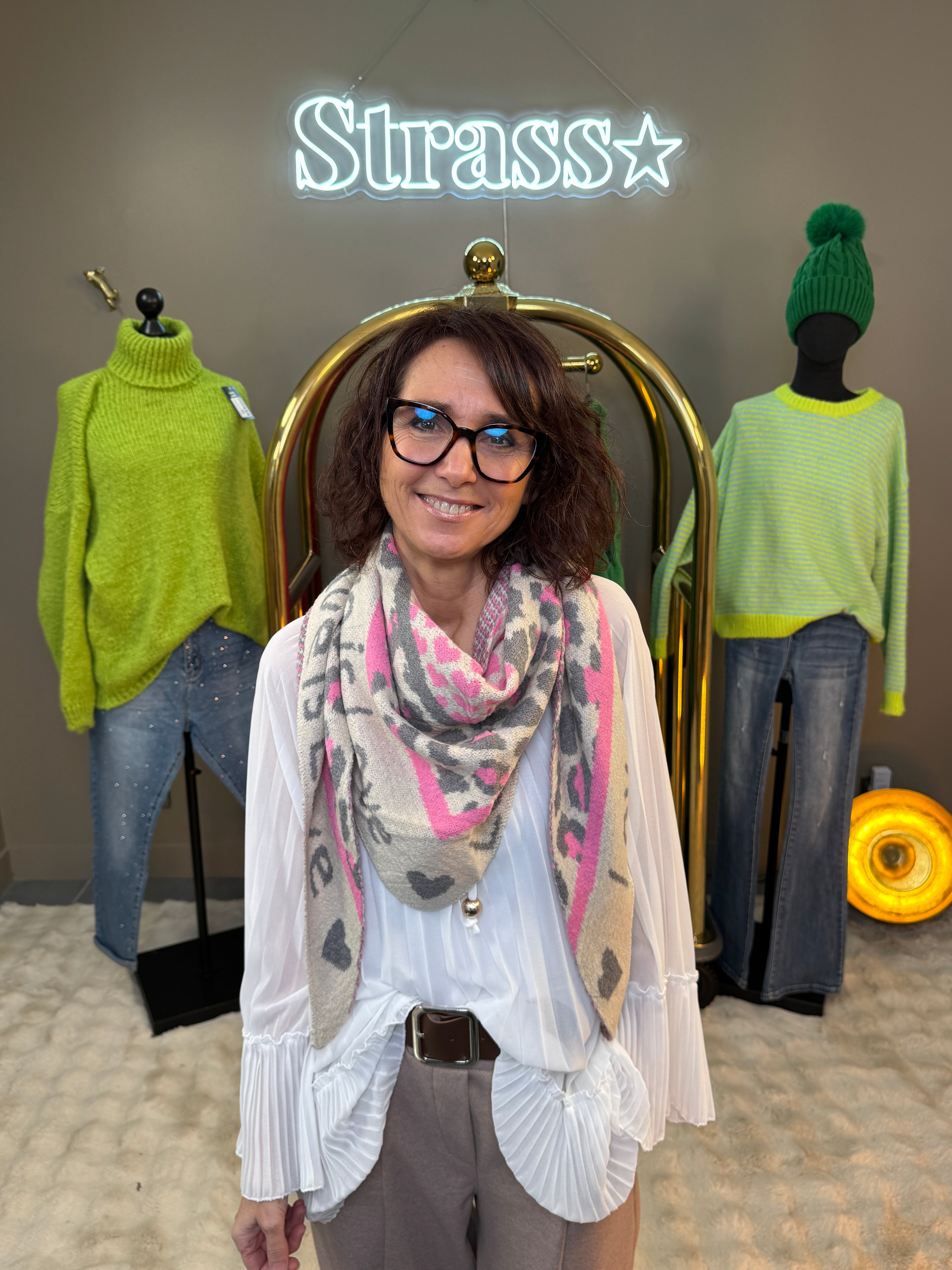 Écharpe Love Is Love Beige, rose et Gris