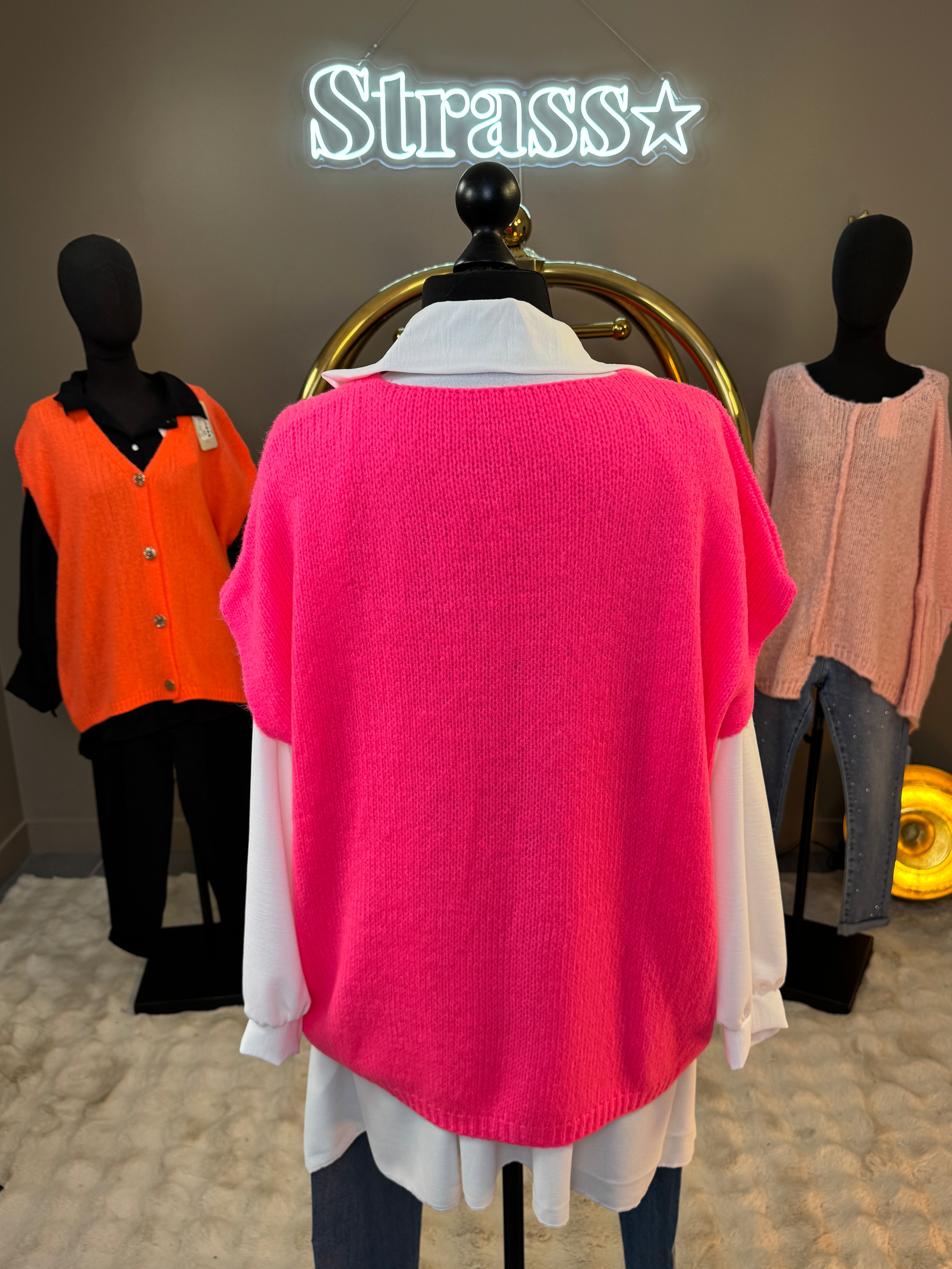 Gilet sans manche Venisia Rose Fluo Grande Taille