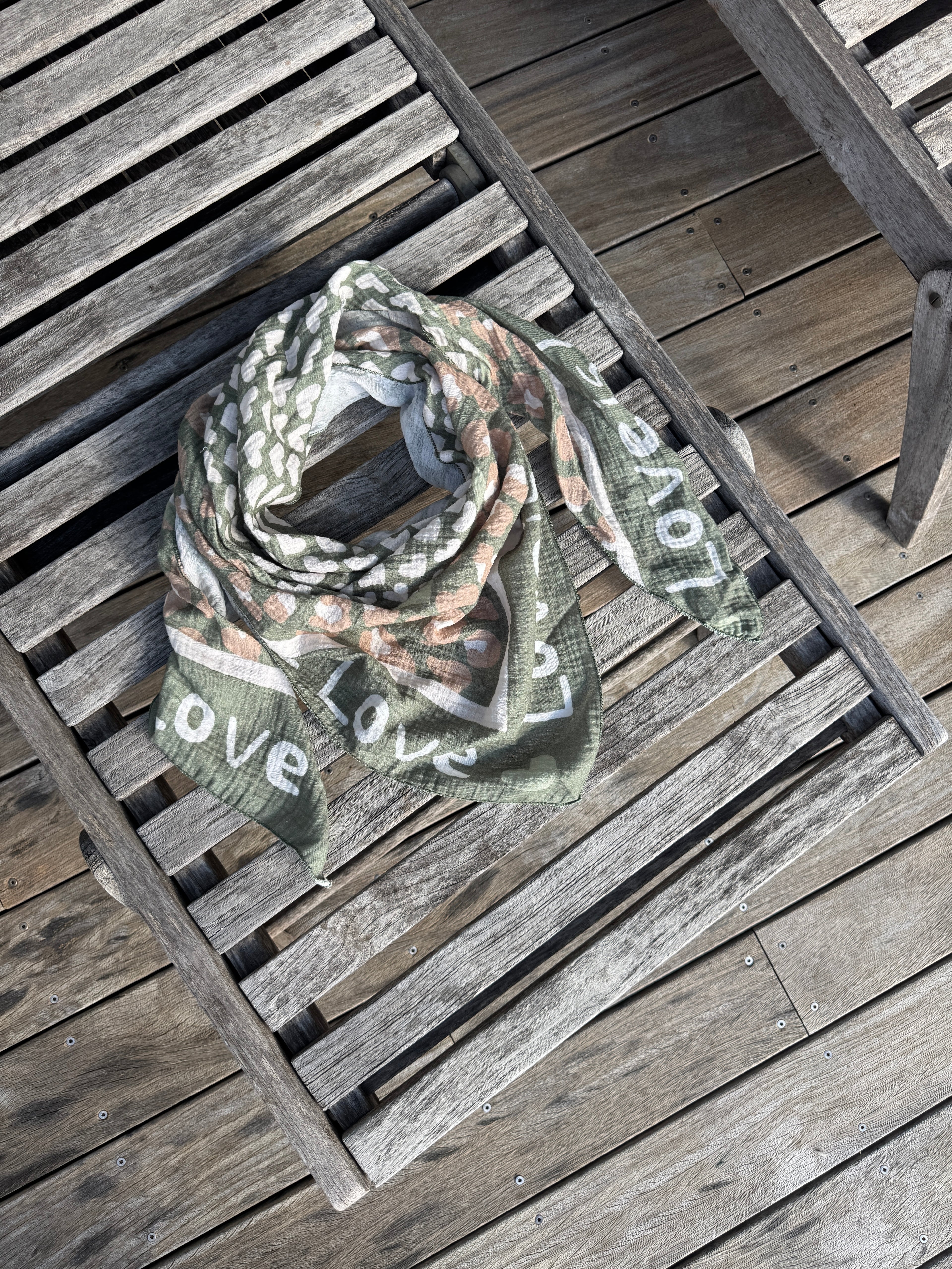 Foulard Love Gaze De Coton Kaki