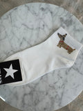 Chaussettes Teckel Strass Blanc