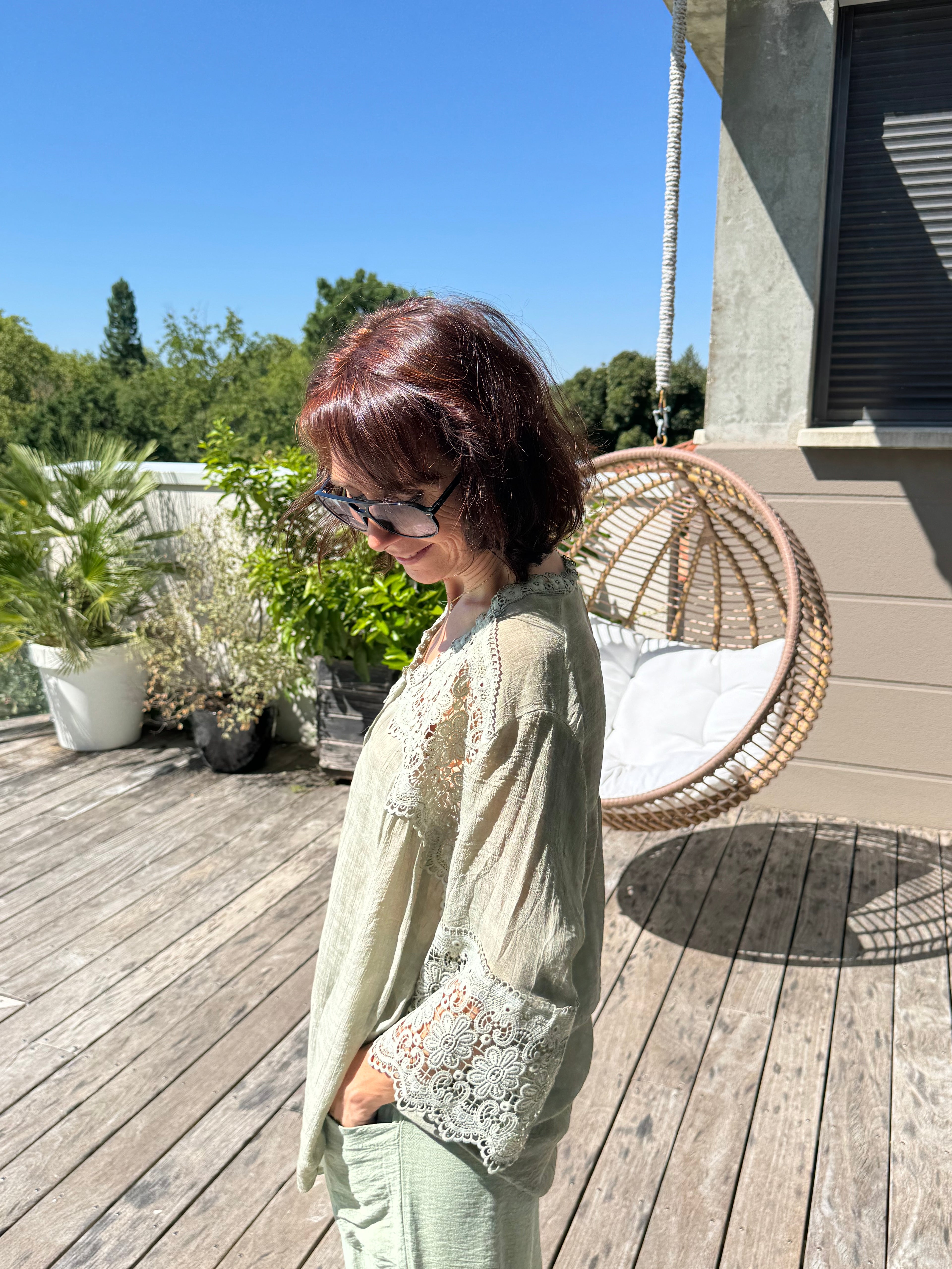 Chemise Dentelle Elsa Kaki