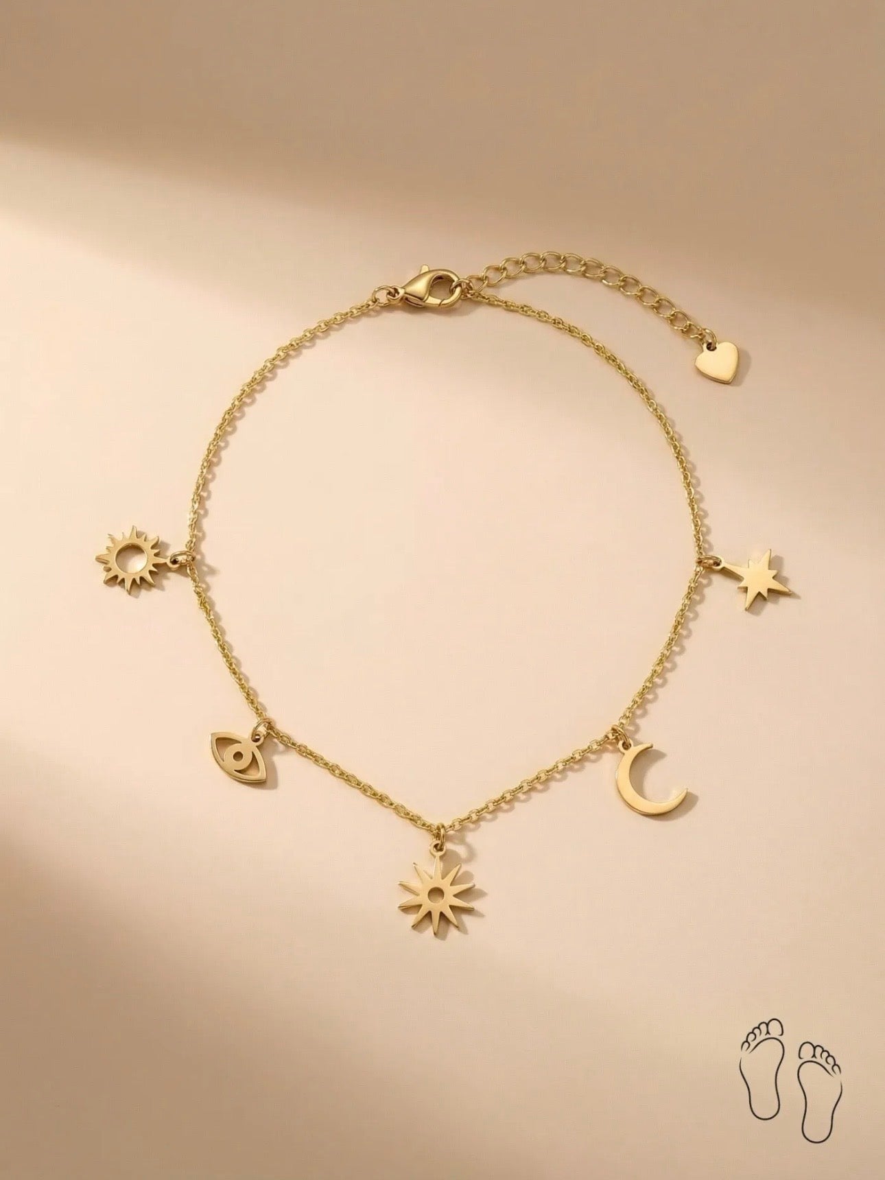 Chaine de Cheville Symboles Dorée