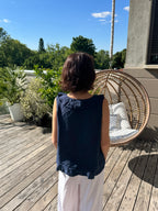 Débardeur Soleil Broche Bleu Marine