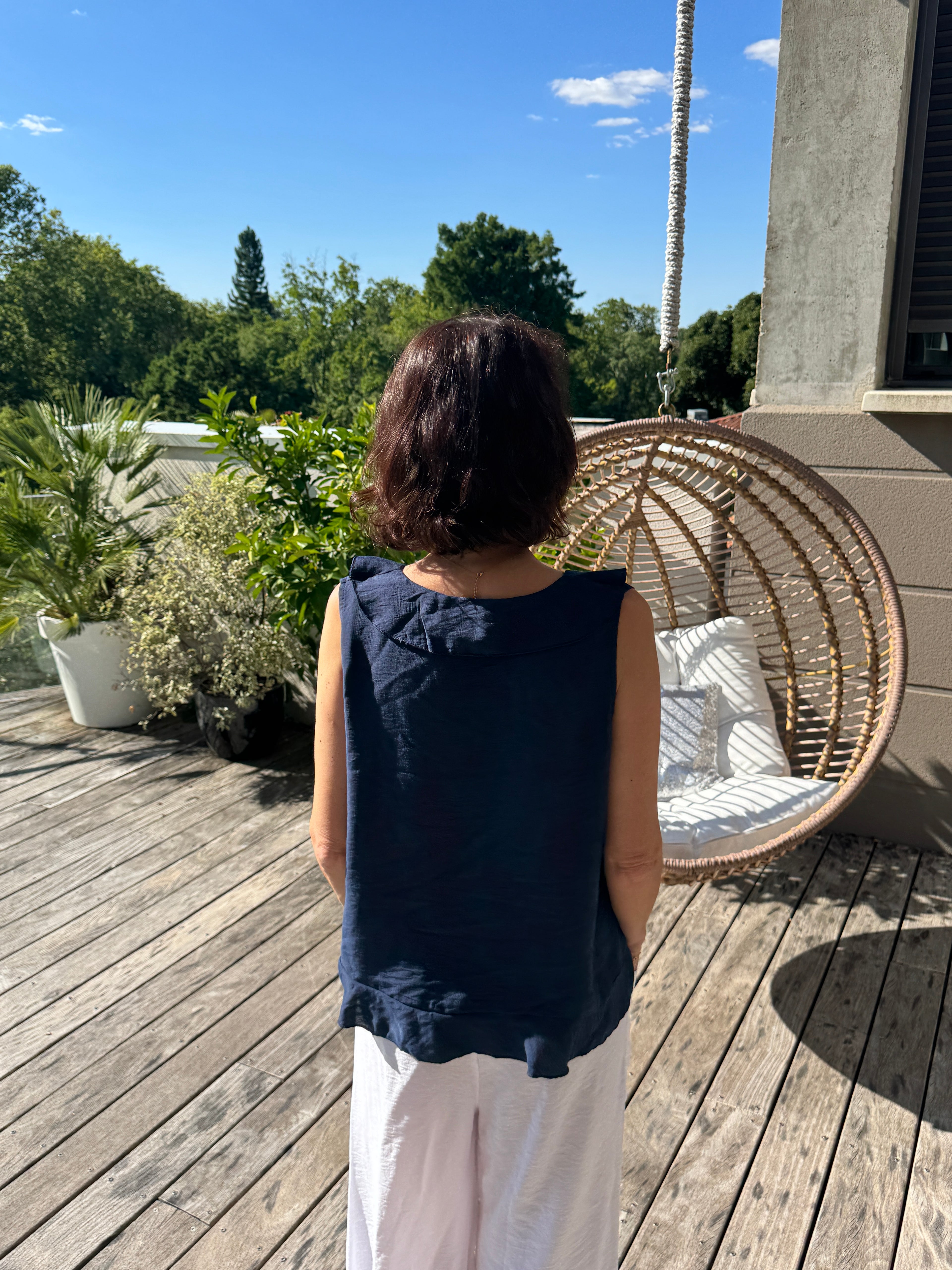 Débardeur Soleil Broche Bleu Marine