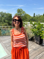 Débardeur Marcel froufrou orange et rose