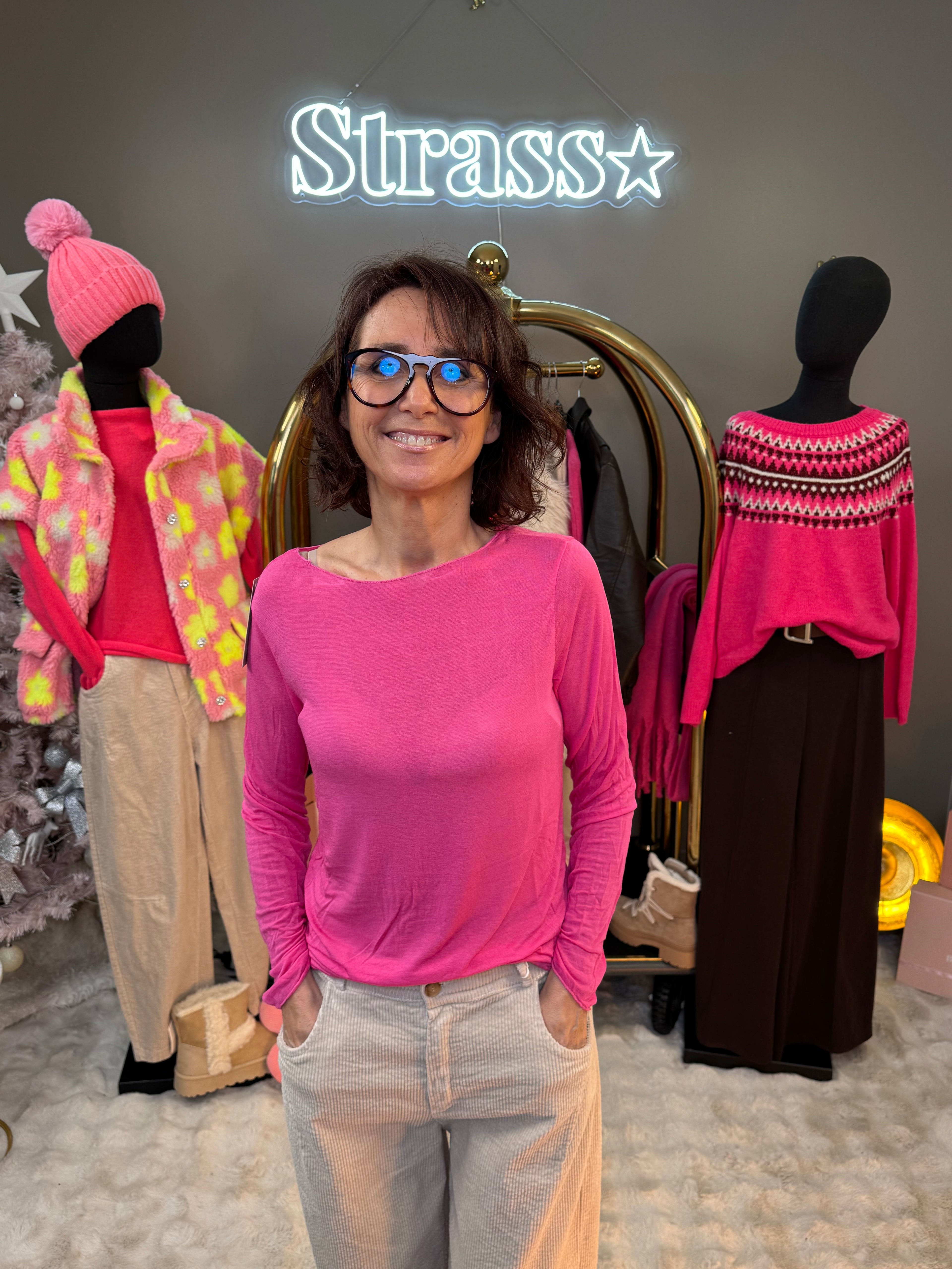 Sous Pull Cachemire Fuschia