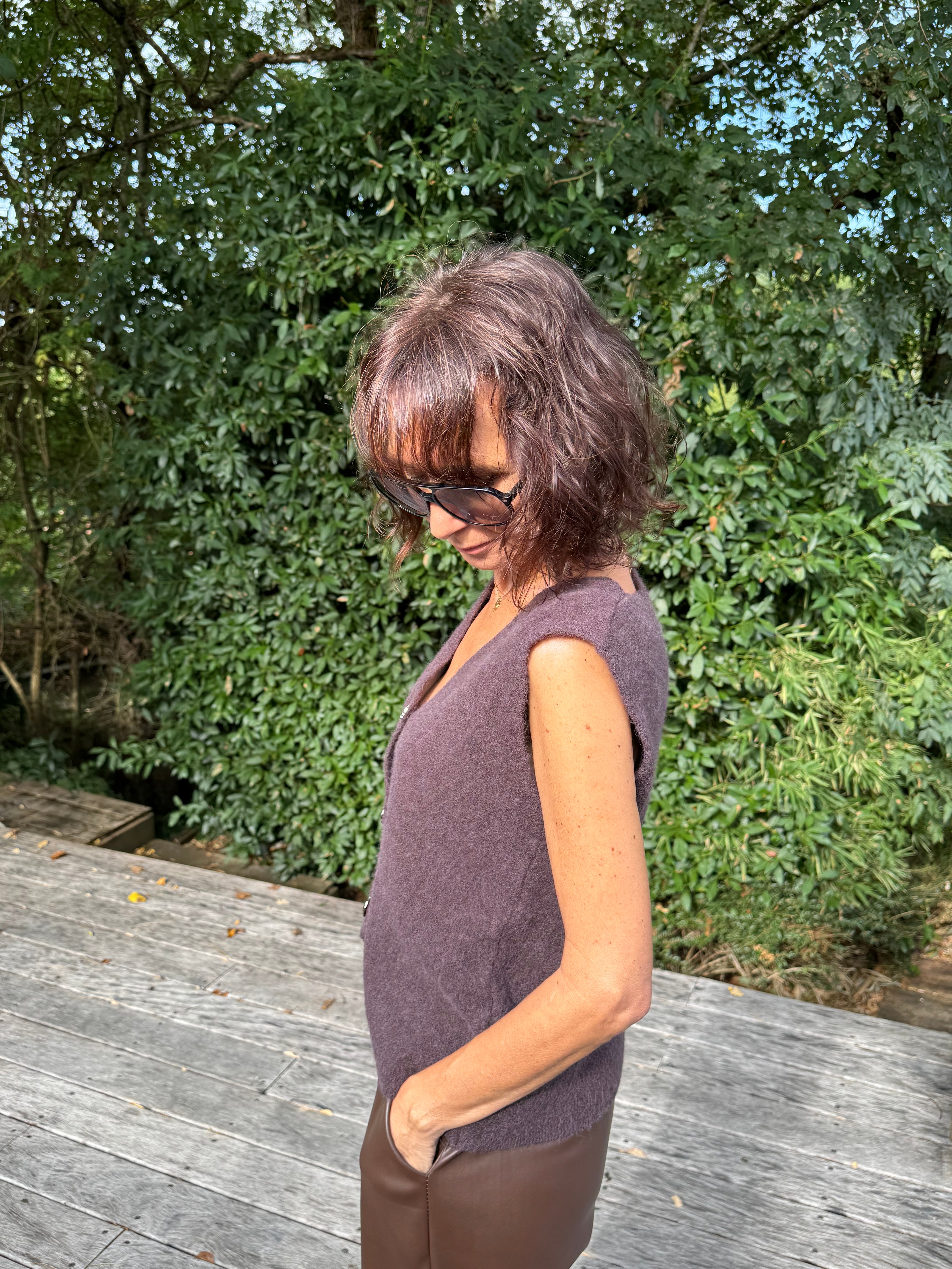 Pull Sans Manche Victoria Choco