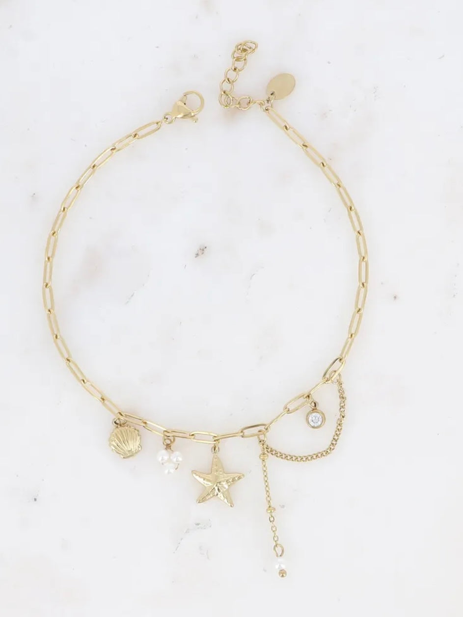 Chaine de Cheville Étoile de mer Doré
