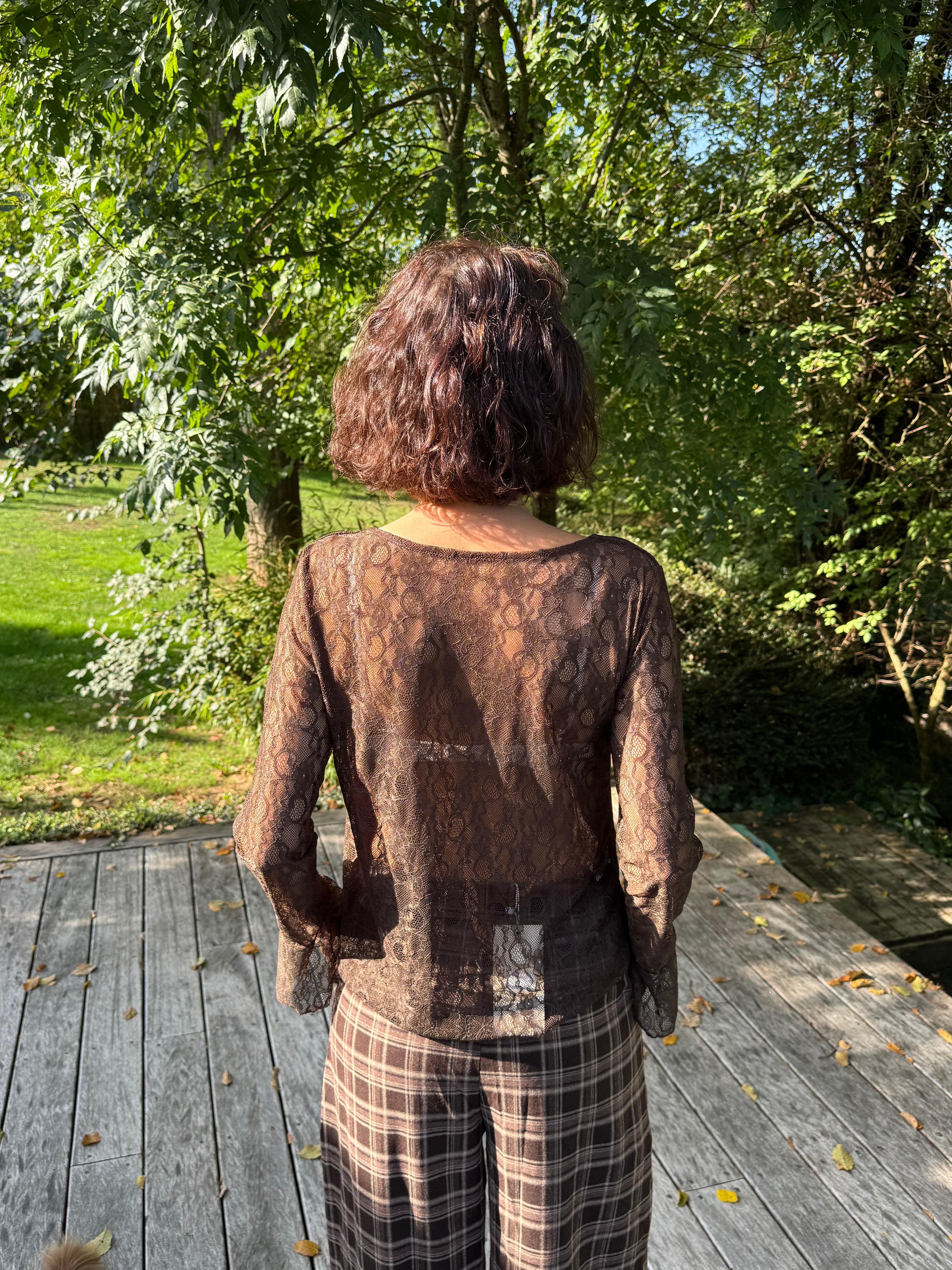 Top Dentelle Col V Choco