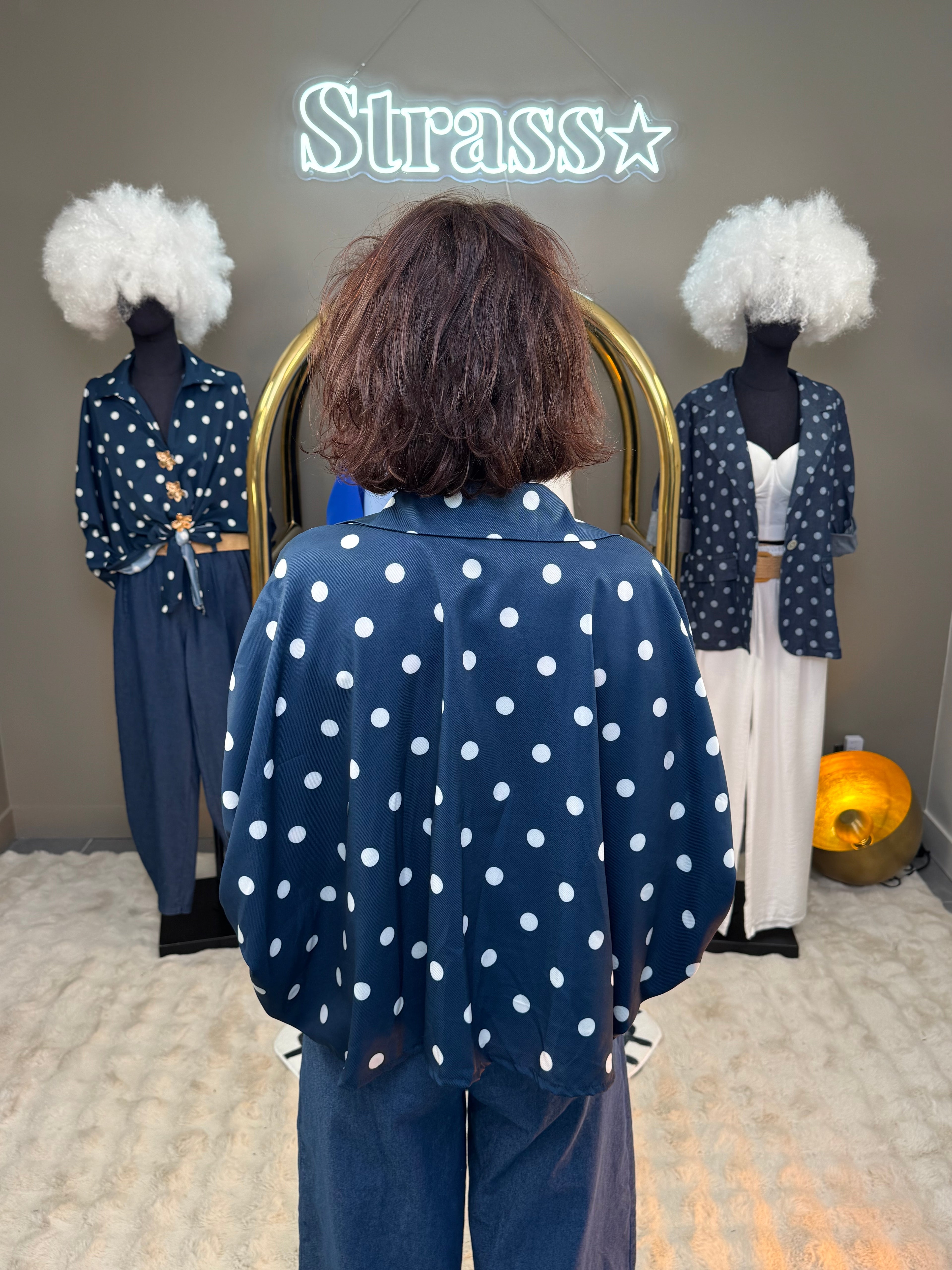 Chemise Pois Broches Bleue