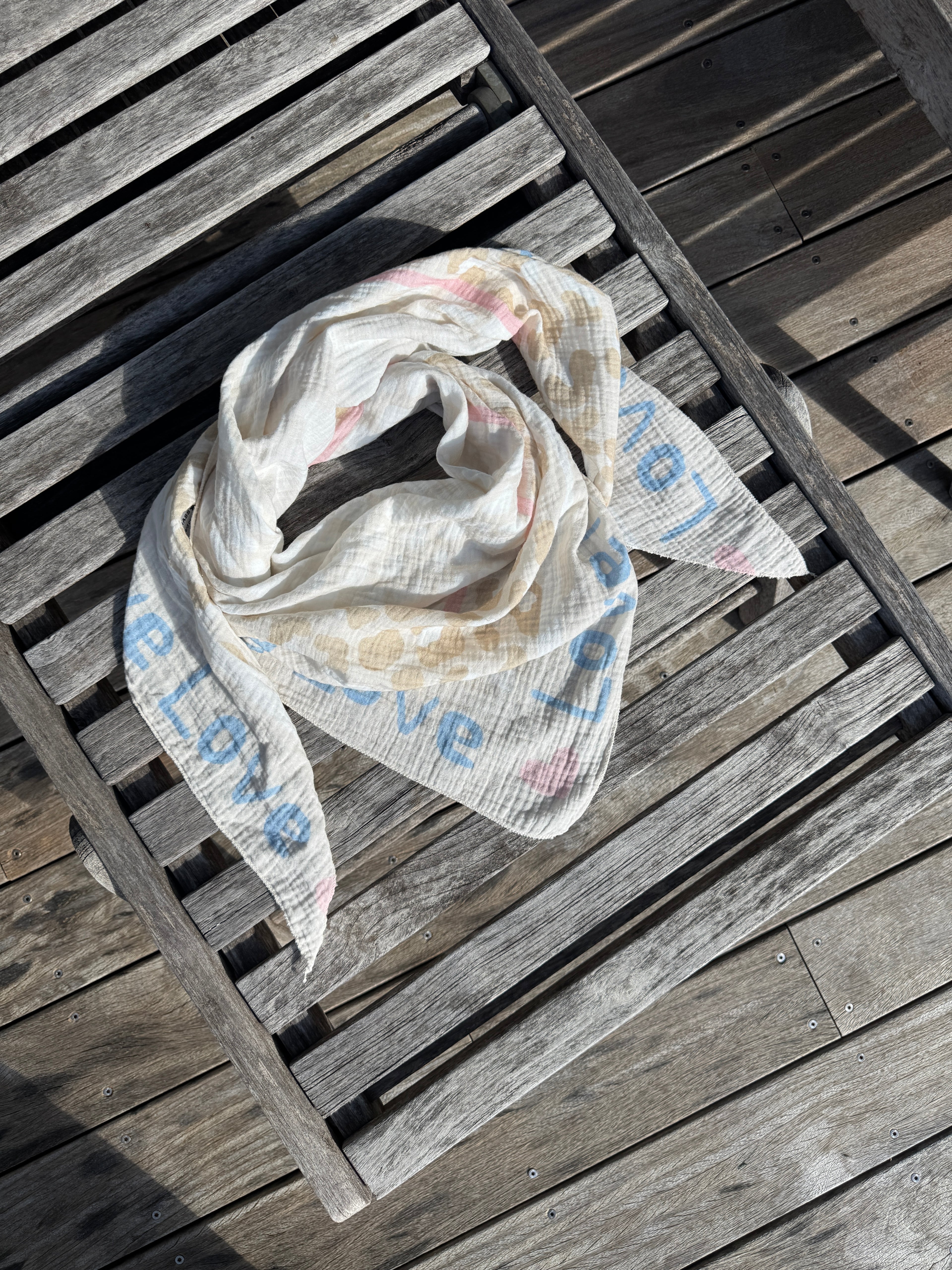 Foulard Love Gaze De Coton Écru
