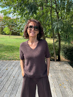 Pull Vincent Col V Manche Courte Choco
