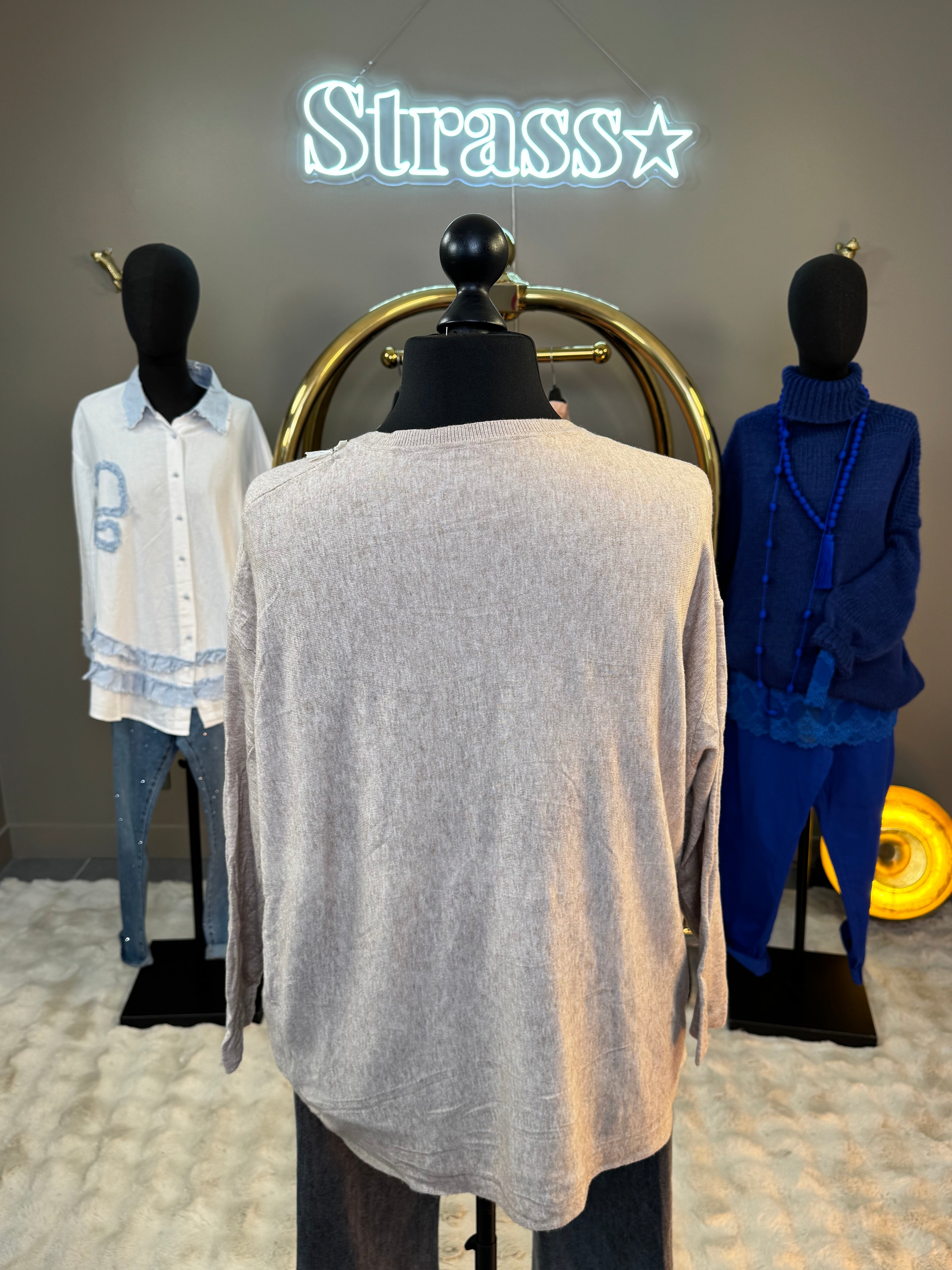 Pull Fin bas doré Grande Taille