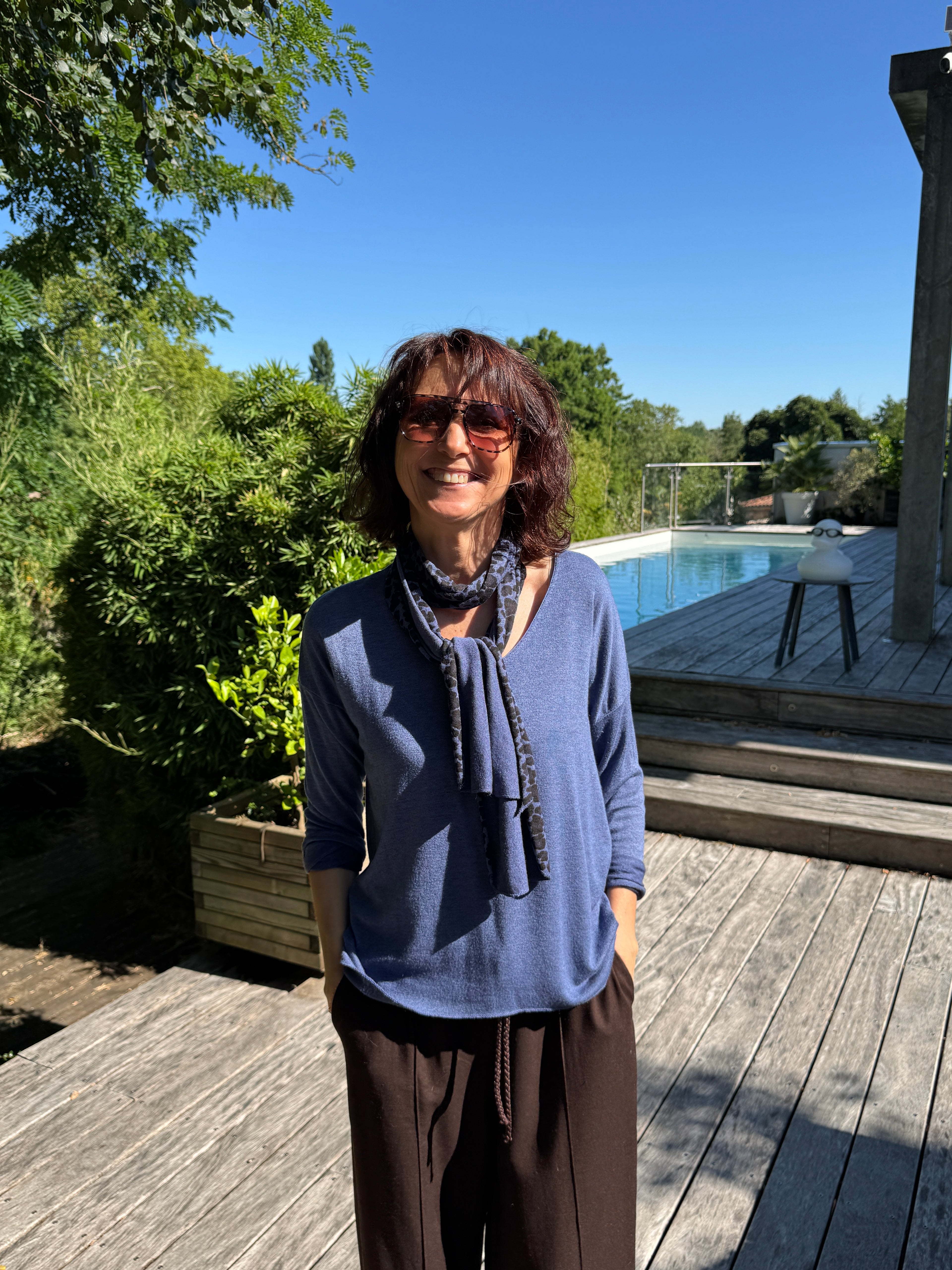 Pull + écharpe Léo Bleu marine