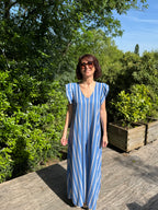 Combinaison V Rayures Bleues et Taupe