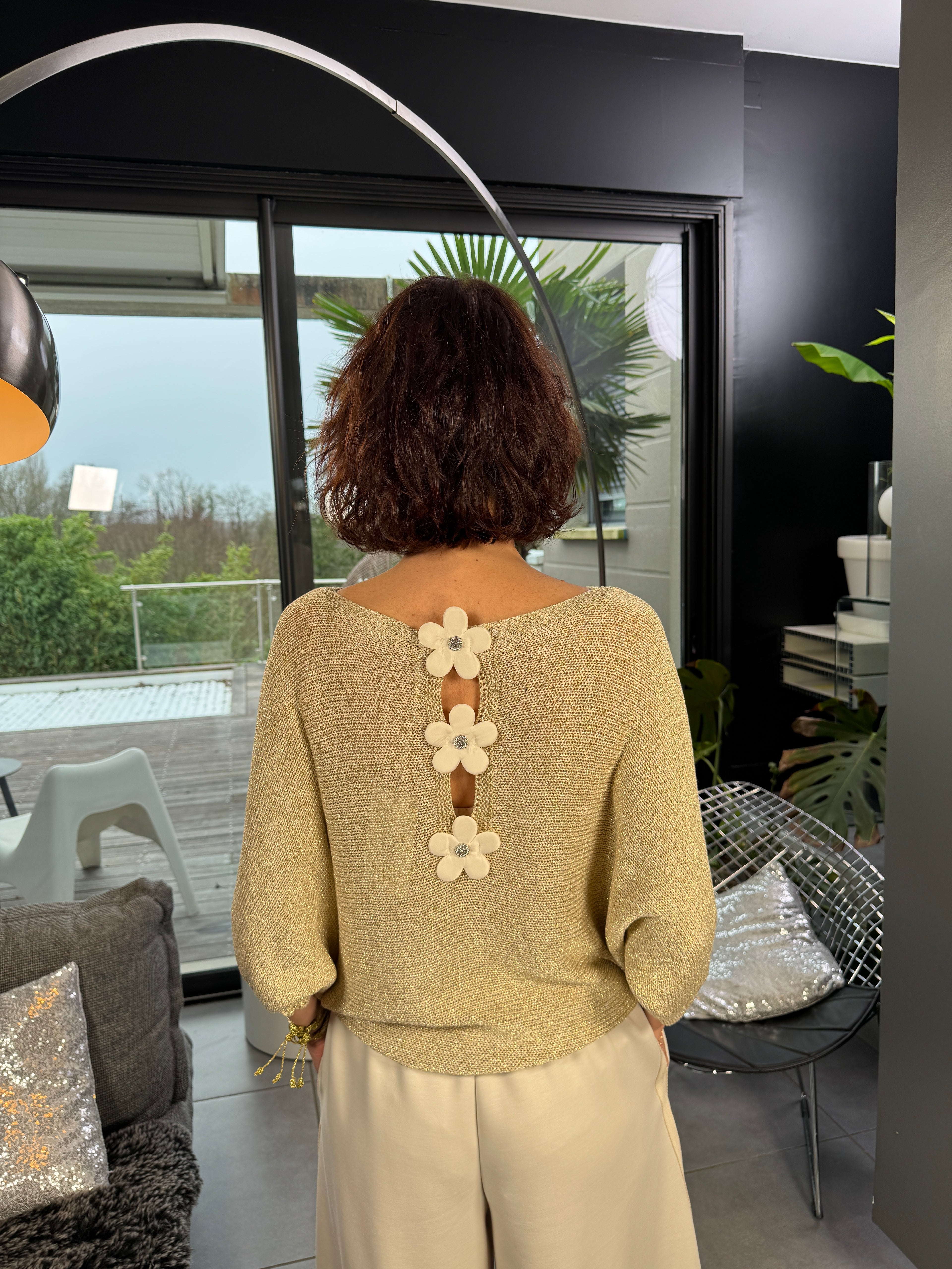 Pull Lamé Fleur