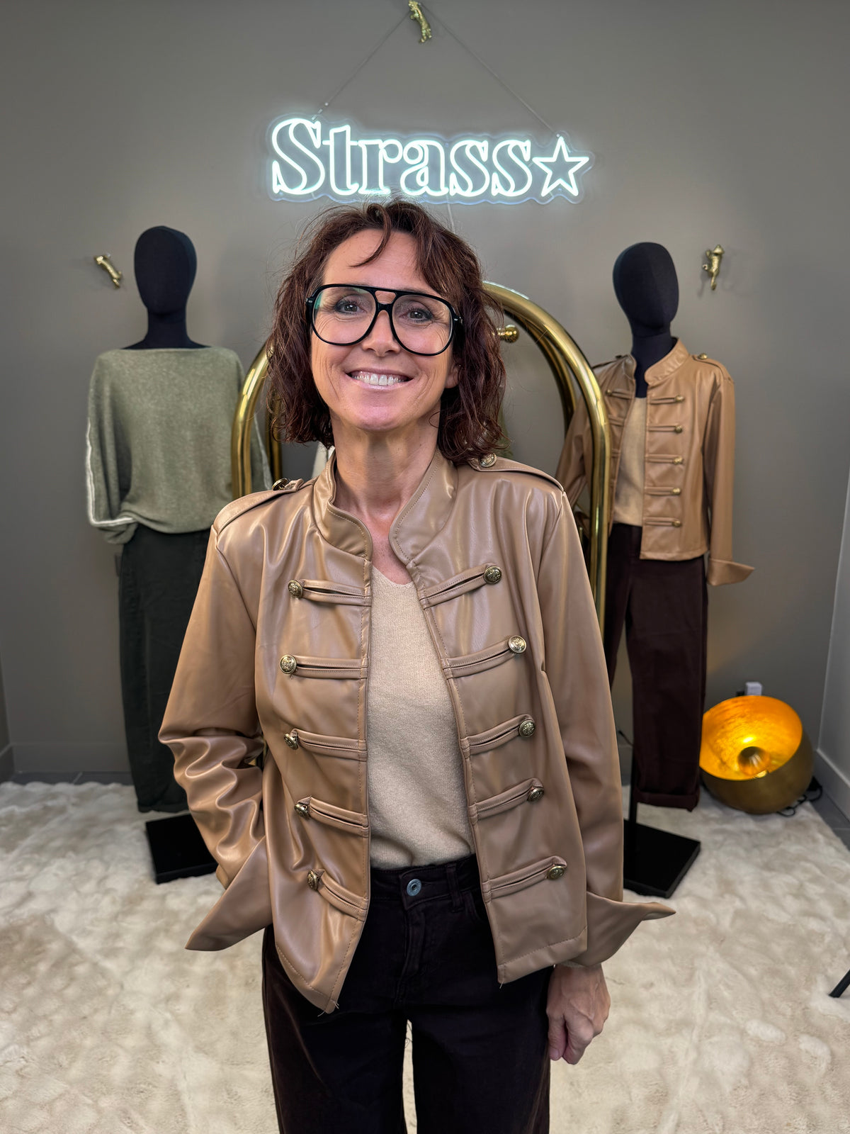 Veste Simili Brandebourg Camel