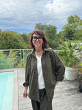 Chemise velours Brandebourg kaki