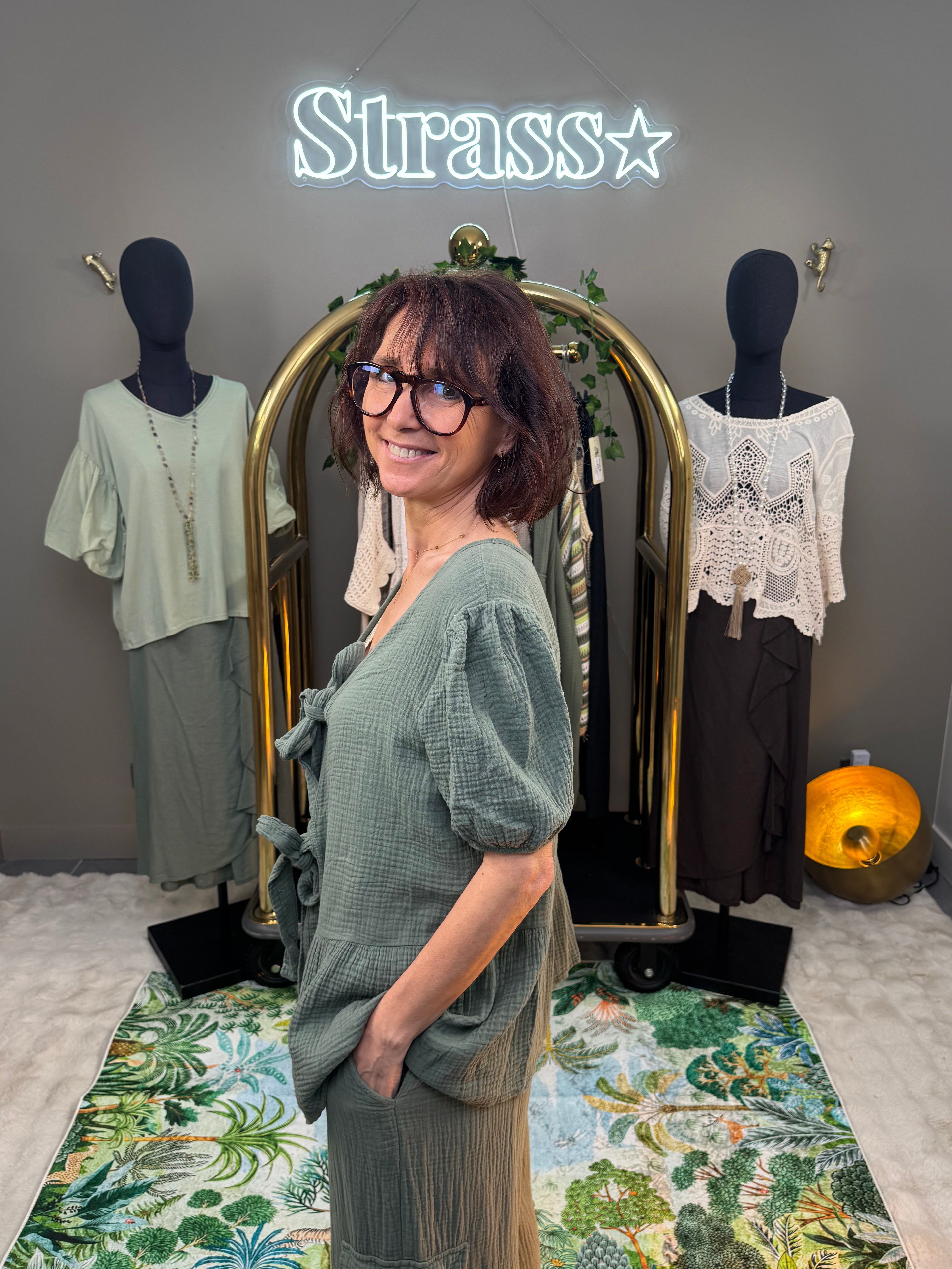Blouse Nouettes Gaze de Coton Kaki