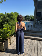 Pantalon Drapé Capri Bleu Marine