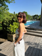 Top Paillettes Funny Blanc