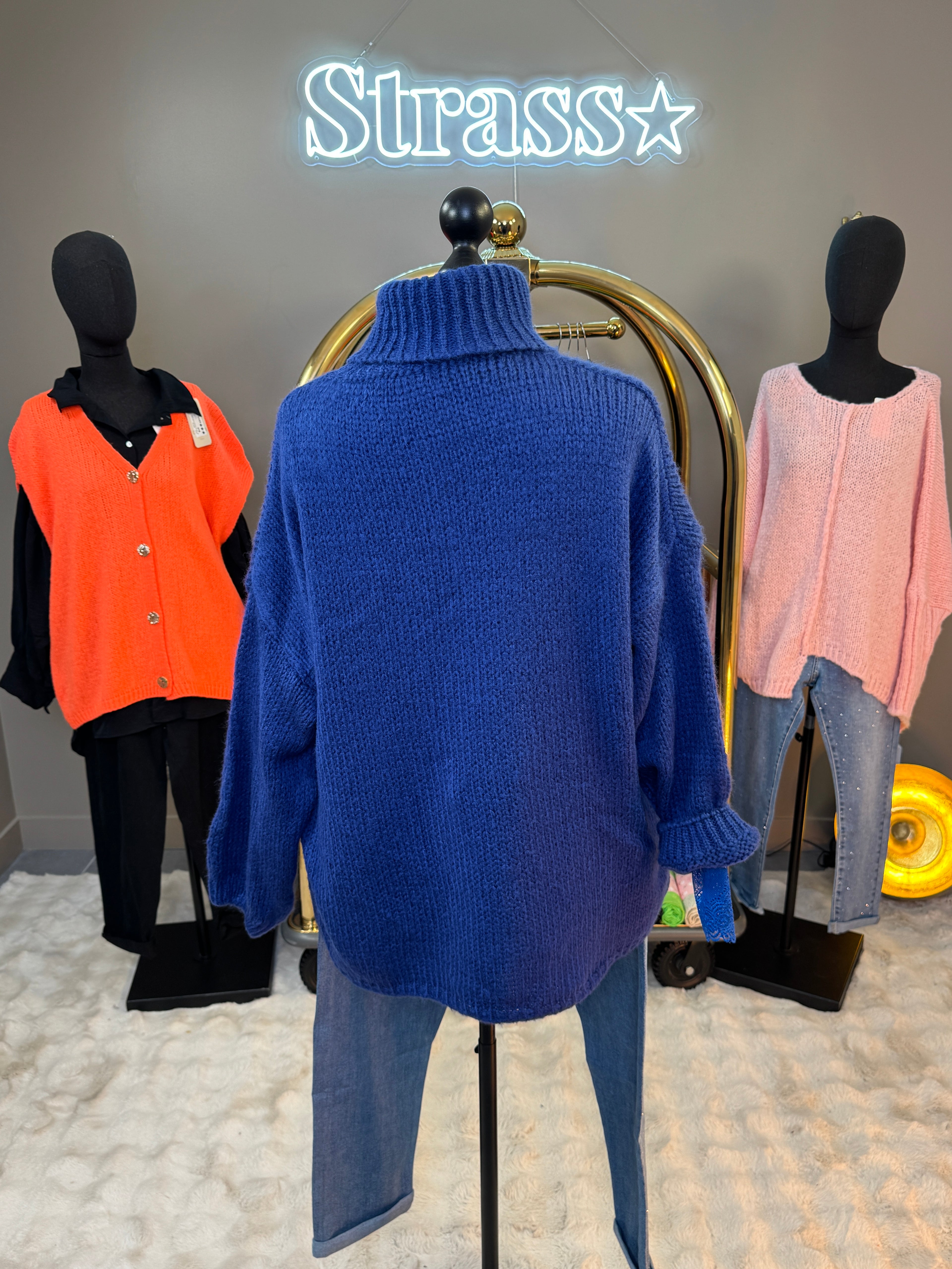 Pull Col Roulé Zora Bleu Grande Taille