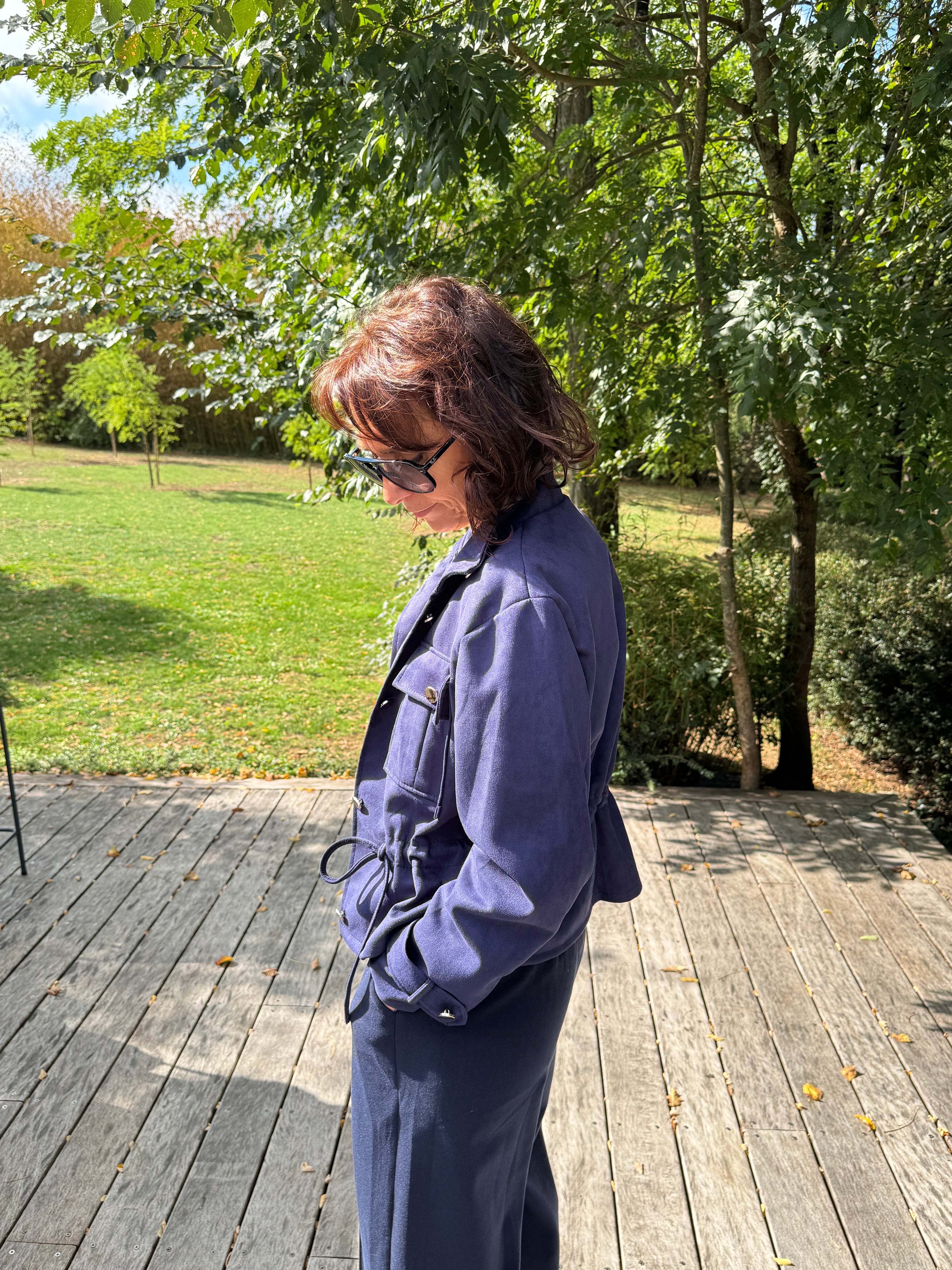 Blouson Suédine Bleu Marine