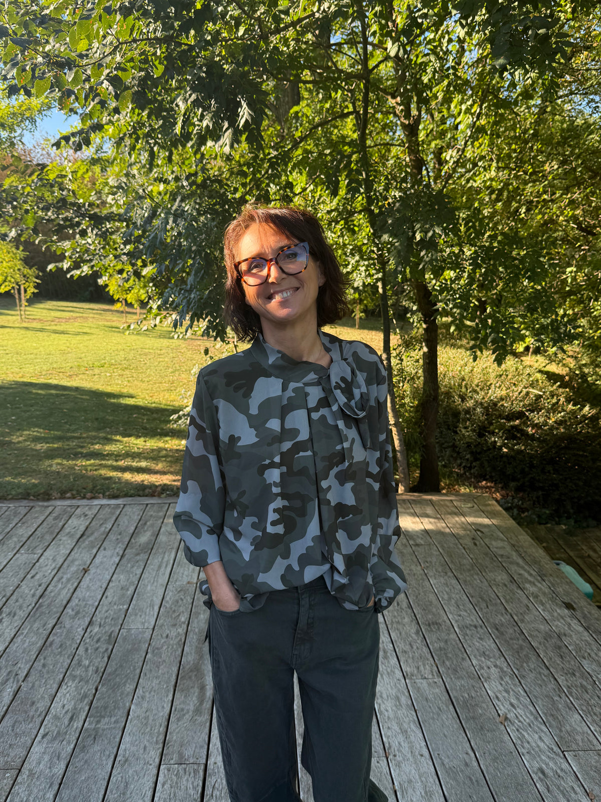 Blouse noeud camouflage