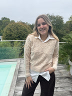 Pull Paillettes beige