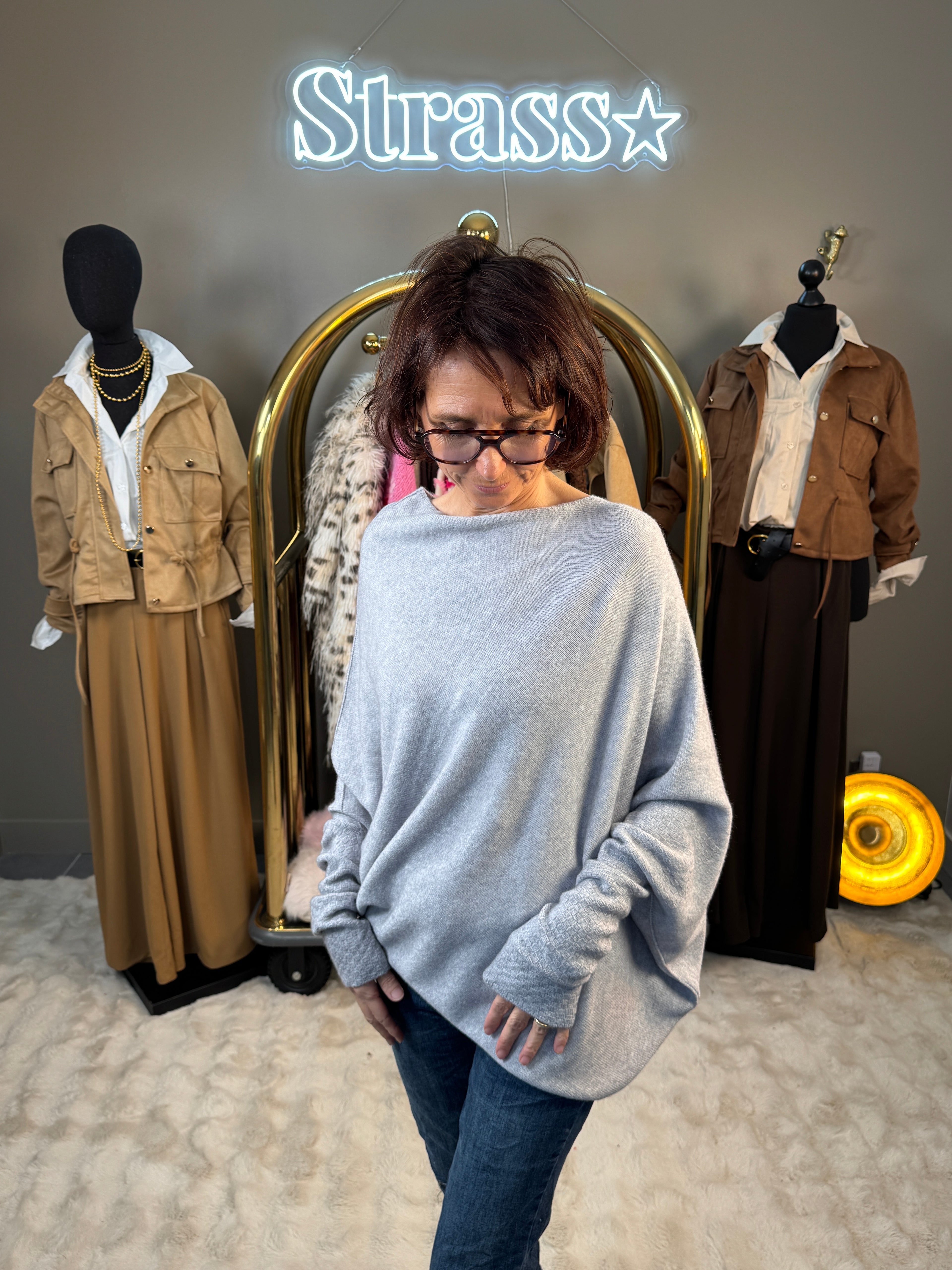 Pull Max Asymétrique Gris Clair