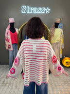 Gilet Crochet Flower Rose