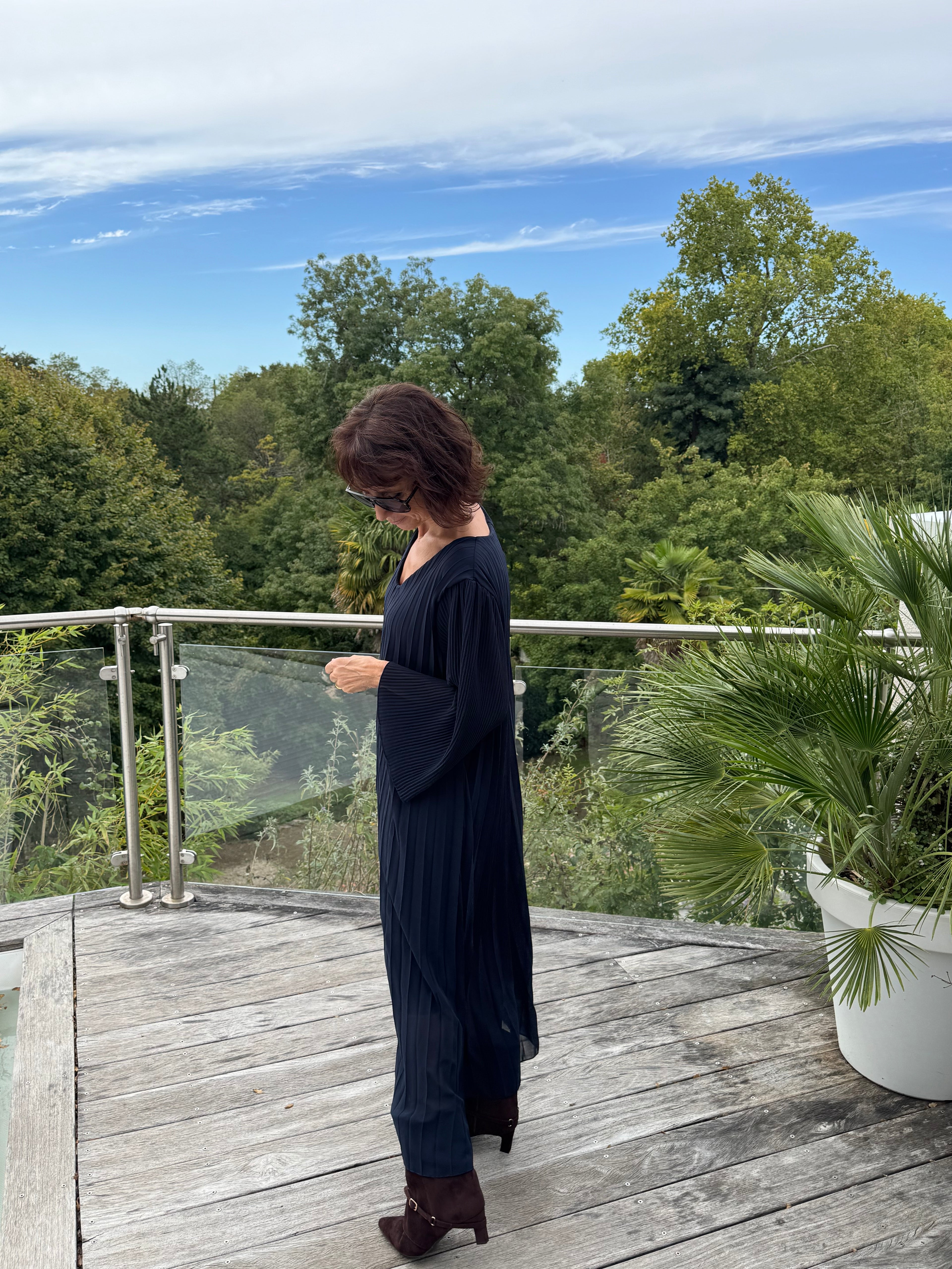 Robe Plissée Divina Bleu Marine